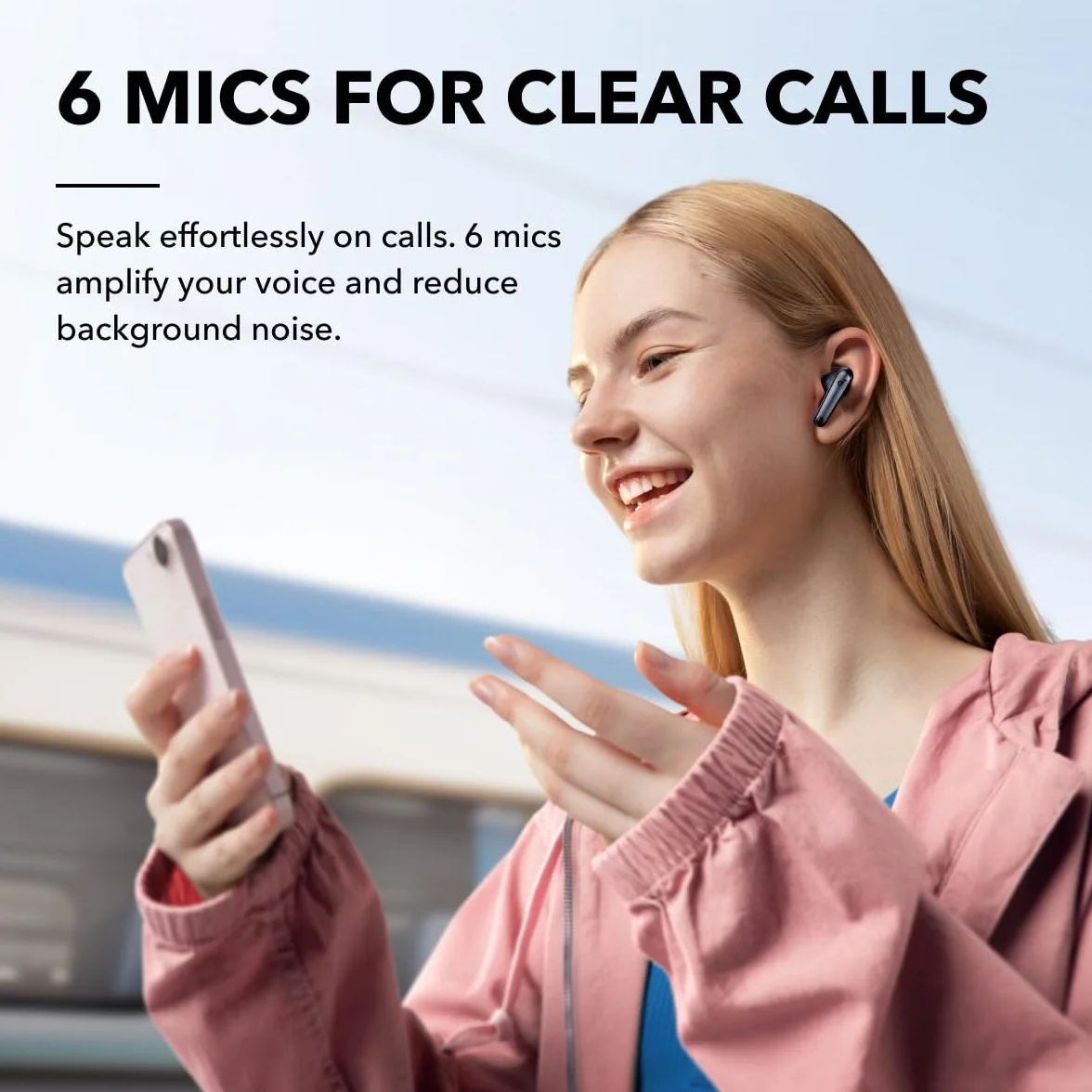 Soundcore by Anker Liberty 4 NC Auriculares Inalambricos Bluetooth, 98,5% Reducción del Ruido, Cancelación Ruido Adaptable a oídos y Entorno, Hi-Res Audio, 50 Horas, Carga inalámbrica, Bluetooth 5.3