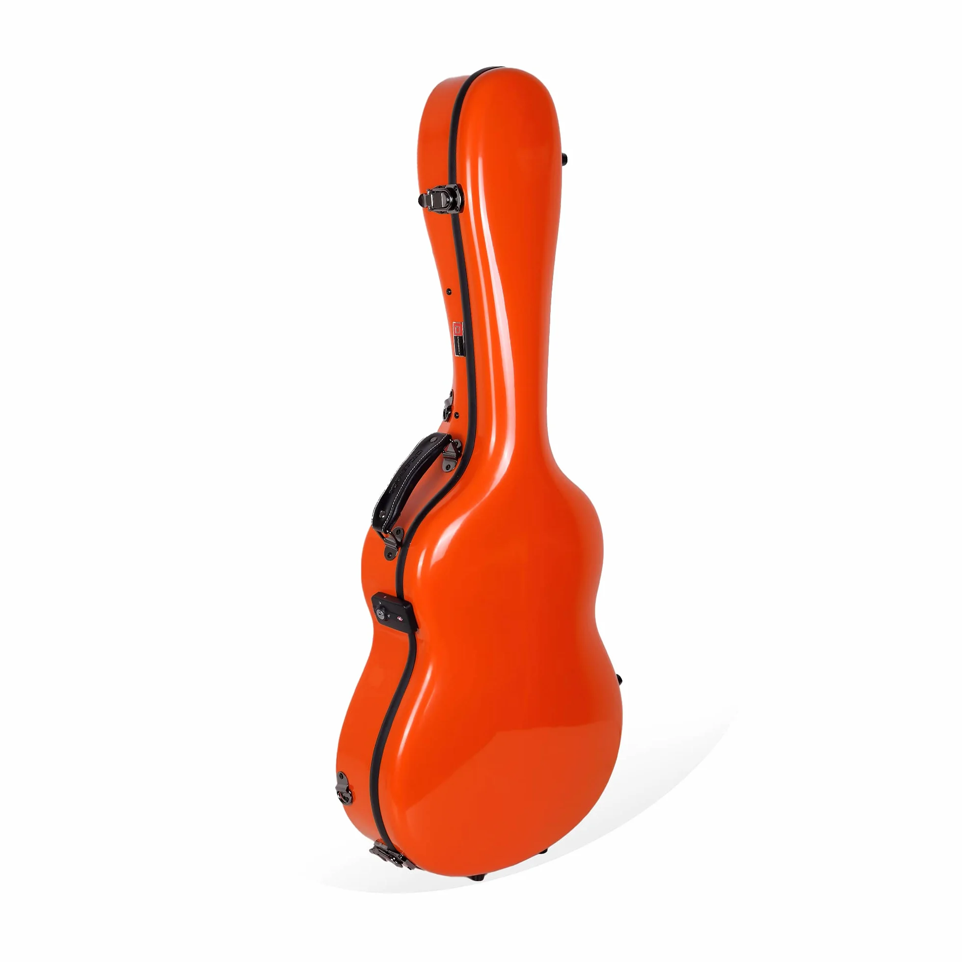 Crossrock Funda para Guitarra clásica de Fibra de Vidrio para Cuerda de Nailon 4/4, Carcasa Naranja Brillante, Cerradura TSA, Interior de Terciopelo Azul, Funda Moldeada Ligera para Viajes, Orange