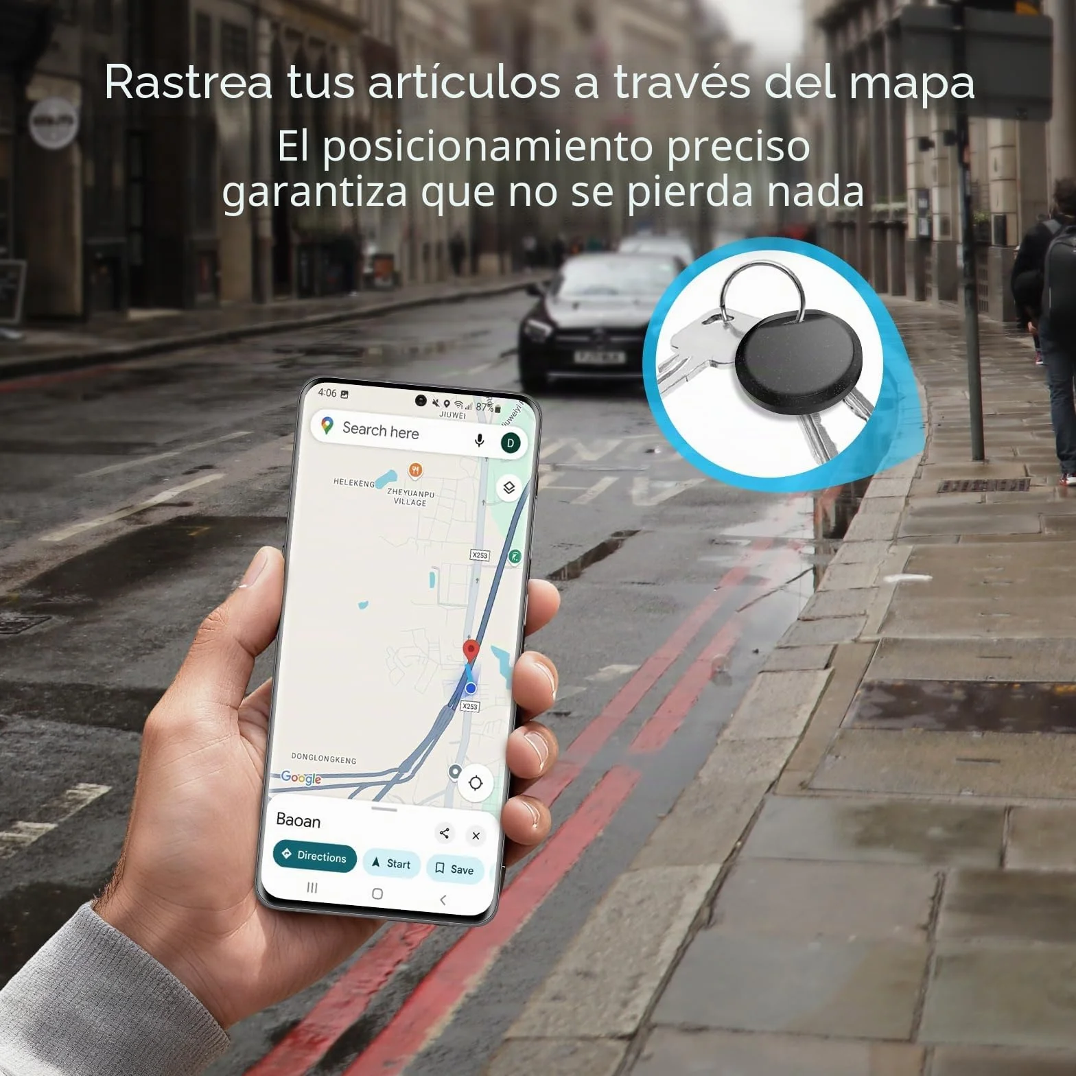 RSH Android Smart Tracker Tag, Tracker Compatible con Google Find Hub App (Sólo Android), Localizador Bluetooth, Rastreador para Llaves, Cartera, Equipaje, Impermeable IP68, 4 Negro