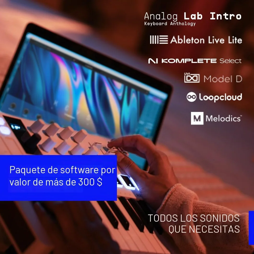 Arturia - MiniLab 3 - Controlador MIDI Universal para Producción Musical, con Paquete de Software Todo en Uno - 25 Teclas, 8 Almohadillas, white