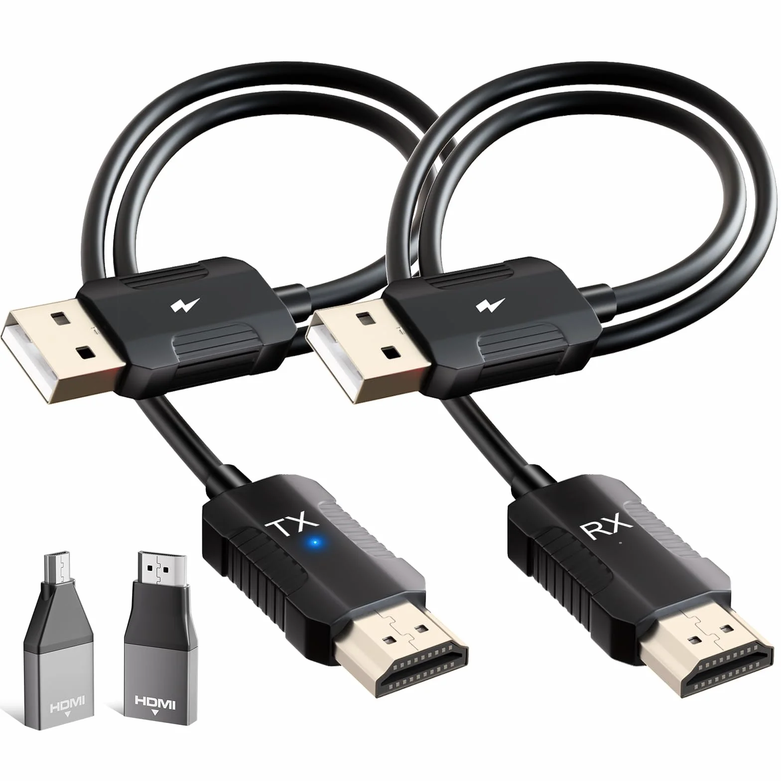 LXJADAP HDMI Inalámbrico Transmisor y Receptor, Decodificación 4K HDMI Wireless para Transmitir Vídeo y Audio en PC/TV Box/Proyector/Portátiles, Transmisión inalámbrica HDMI Transmisor, Negro