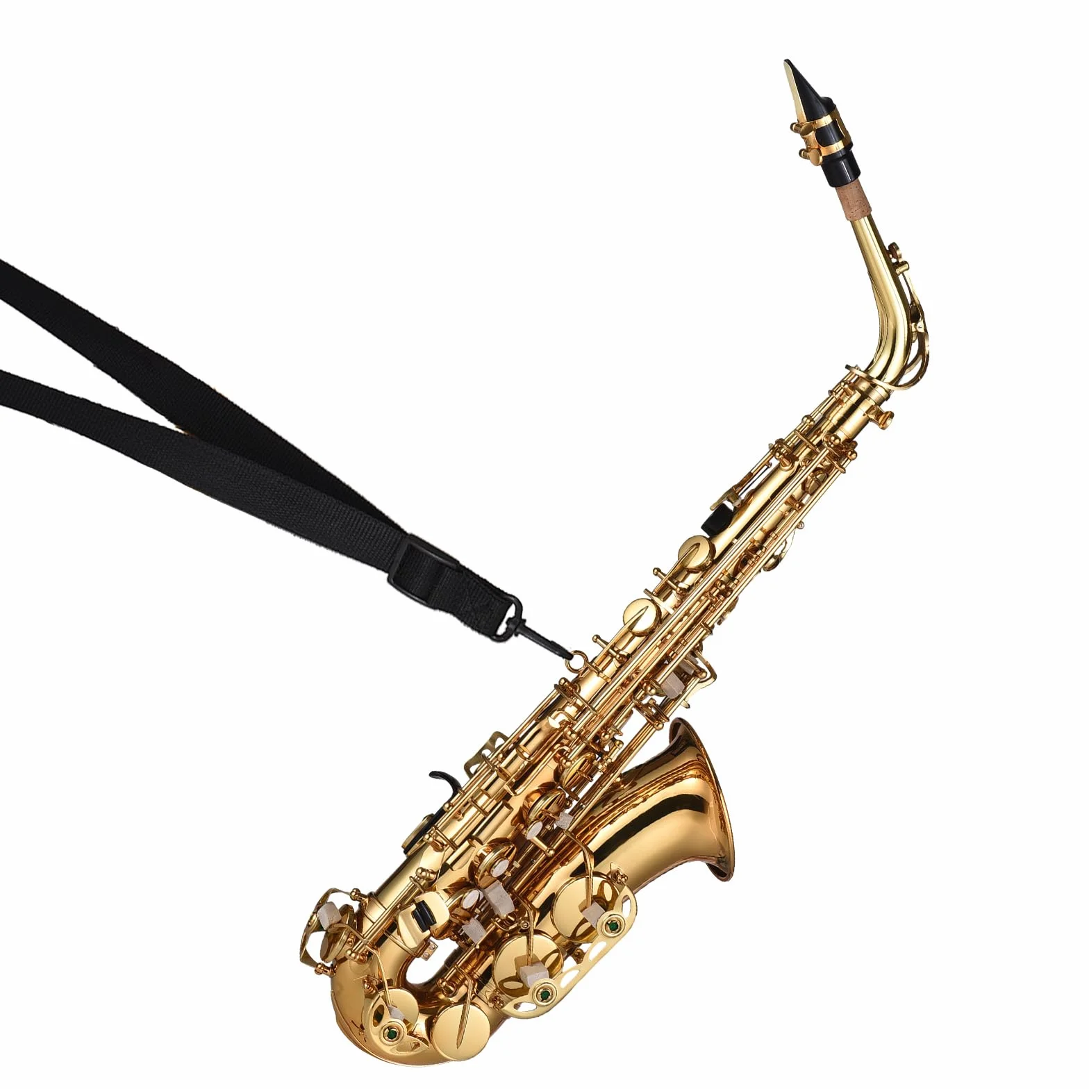 HUIOP Saxofón,Mib Saxofón alto Latón Lacado Saxofón alto Instrumento de viento con estuche de transporte Guantes Correas Paño de limpieza y cepillo Cañas silenciadoras para saxofón Almohadilla para bo