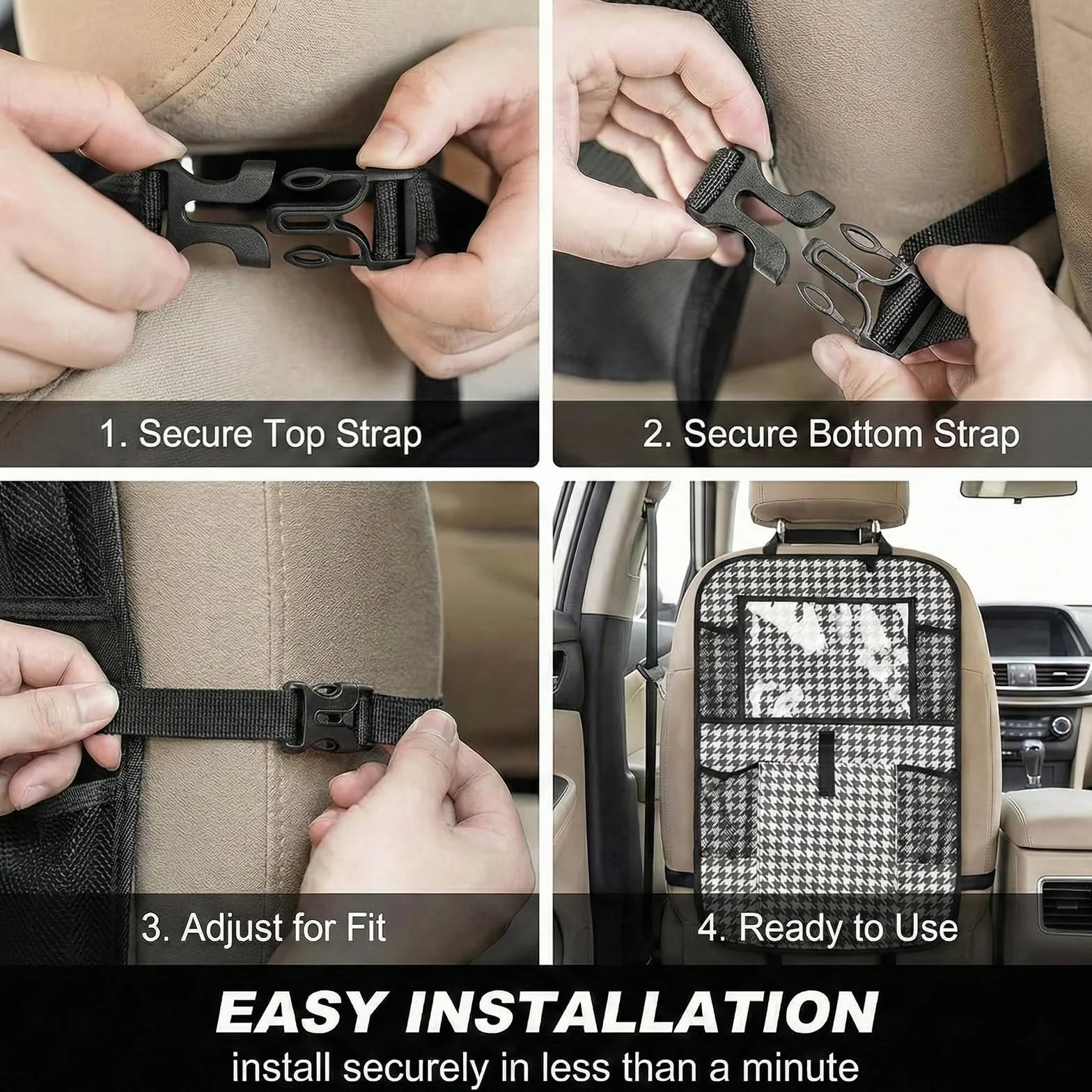 Soporte Tablet para Coche Reposacabezas Universal 4,7-13 Pulgadas para iPad y Móvil, con Portavasos y Espacio de Almacenamiento, Ideal para Tablet Niños