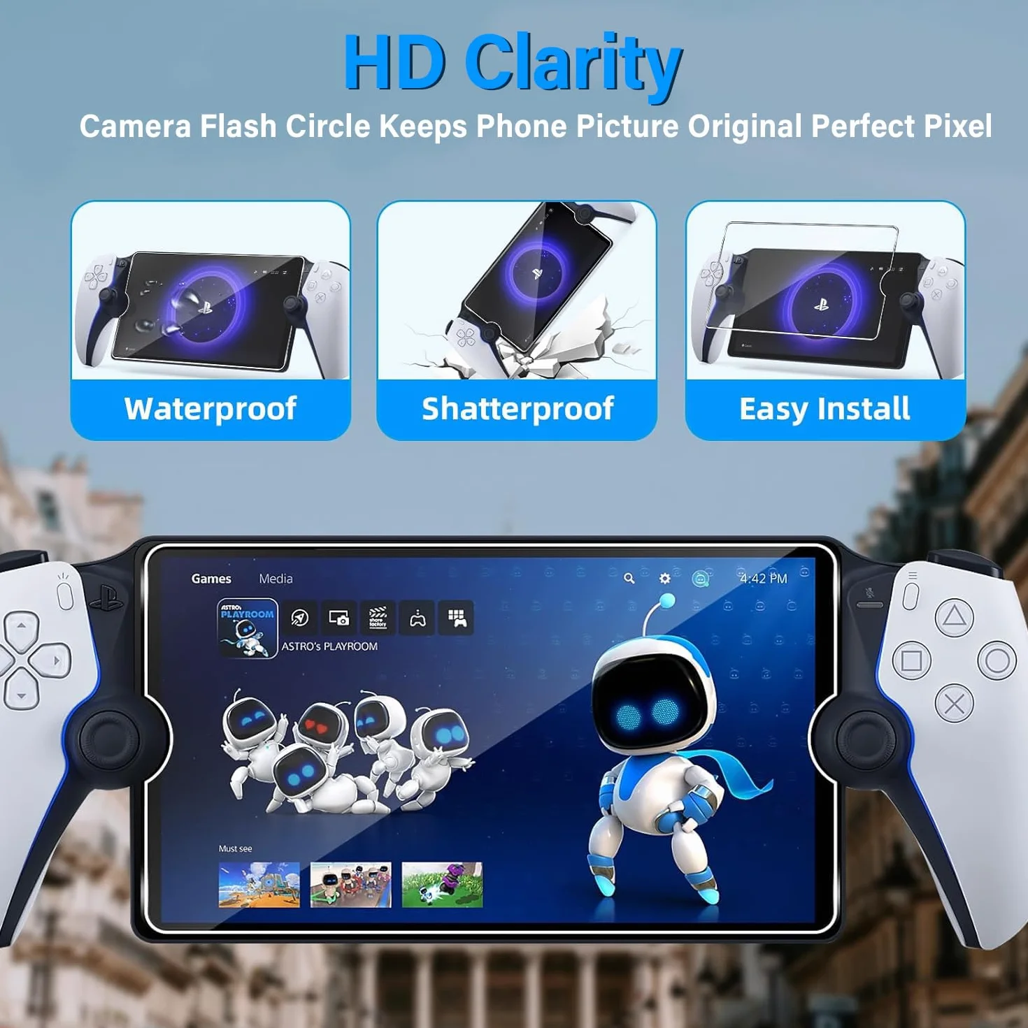 3 Protector de Pantalla Vidrio Templado para Sony PS5 PlayStation Portal, Dureza 9H, Resistente a Arañazos y Huellas Dactilares