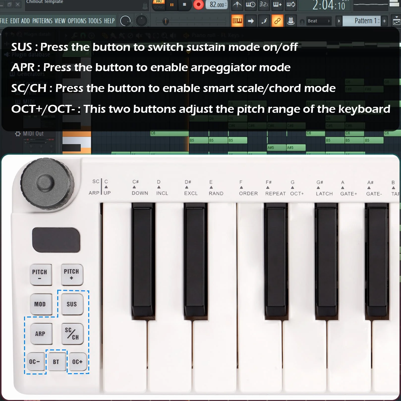 M-VAVE Teclado MIDI de 25 teclas, Mini teclado, creador de ritmos profesional y teclado para producción de música, batería integrada, conexión inalámbrica, color blanco, mini sin