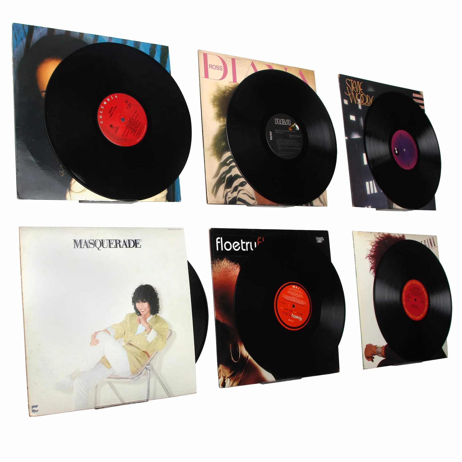 WANLIAN Estante de acrílico Transparente para Discos de Vinilo, Estante montado en la Pared, Paquete de 6, estantes flotantes Transparentes, Soporte de exhibición de Discos de acrílico (Transparente)