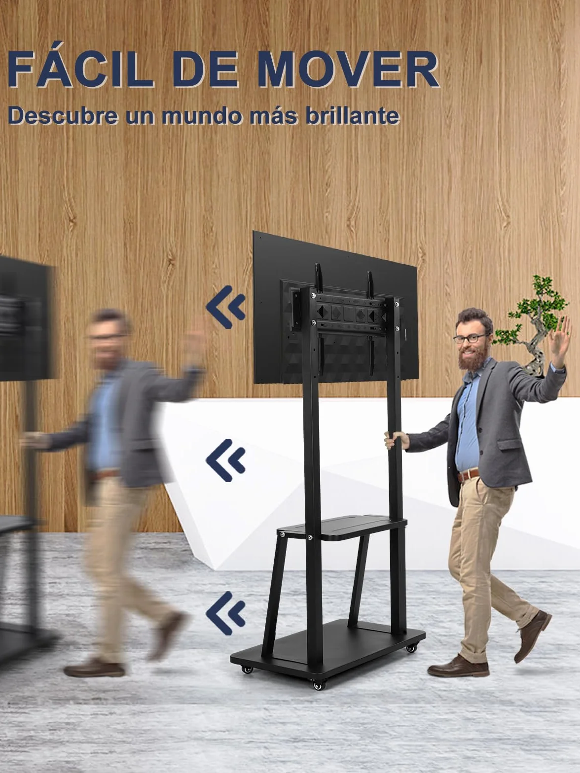 Soporte de TV con Ruedas para móvil Resistente de 32 a 75 Pulgadas Pantallas Planas LCD LED OLED Soporta hasta 45 kg Soporte de TV Portátil con Ruedas con Estante de Altura Ajustable Negro