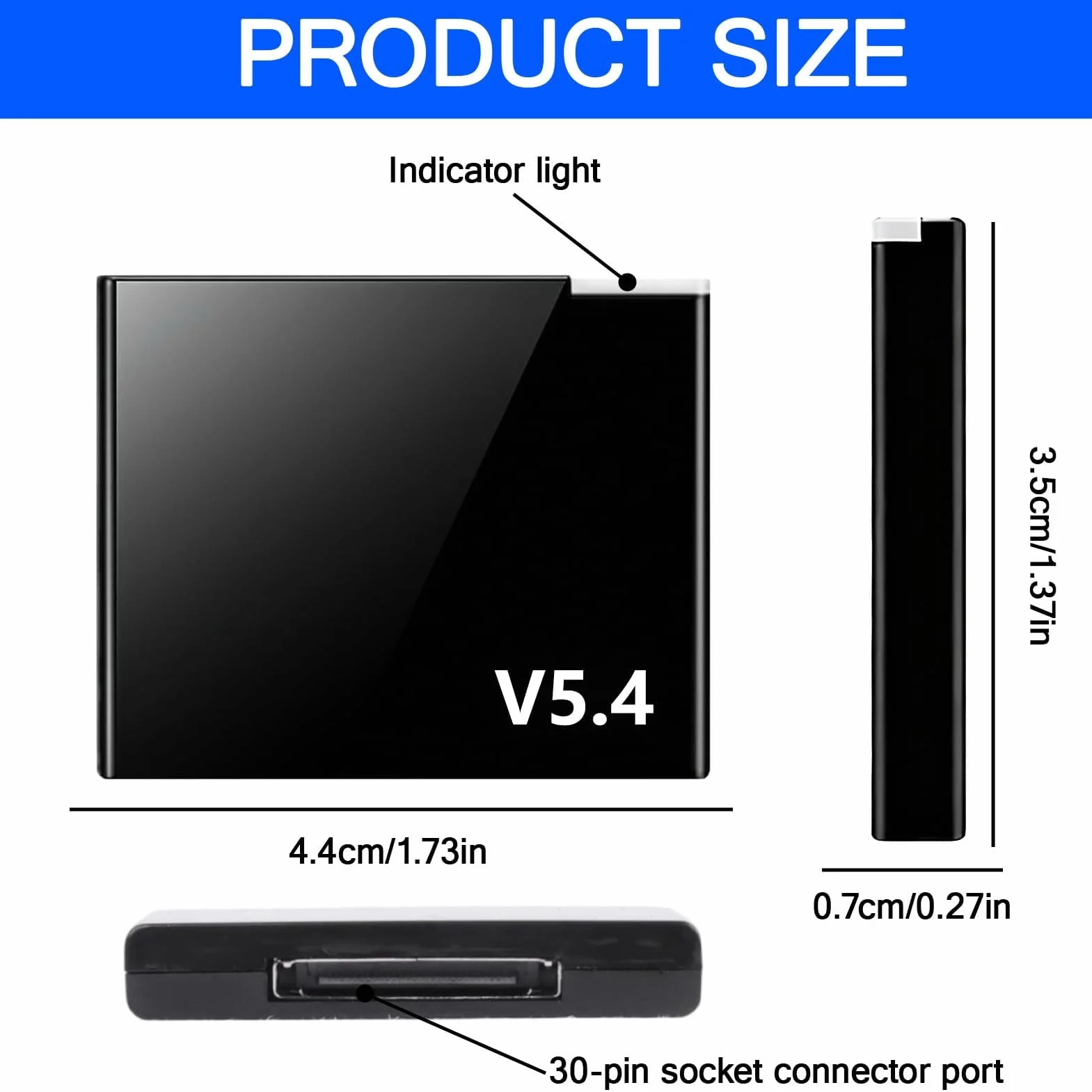 Adaptador Receptor Bluetooth 5.4 de 30 Pines para Bose i-Pod i-Phone SoundDock, Transmisor bluetooth y Receptor hifi, Receiver 30 Pines compatible con TV, PC