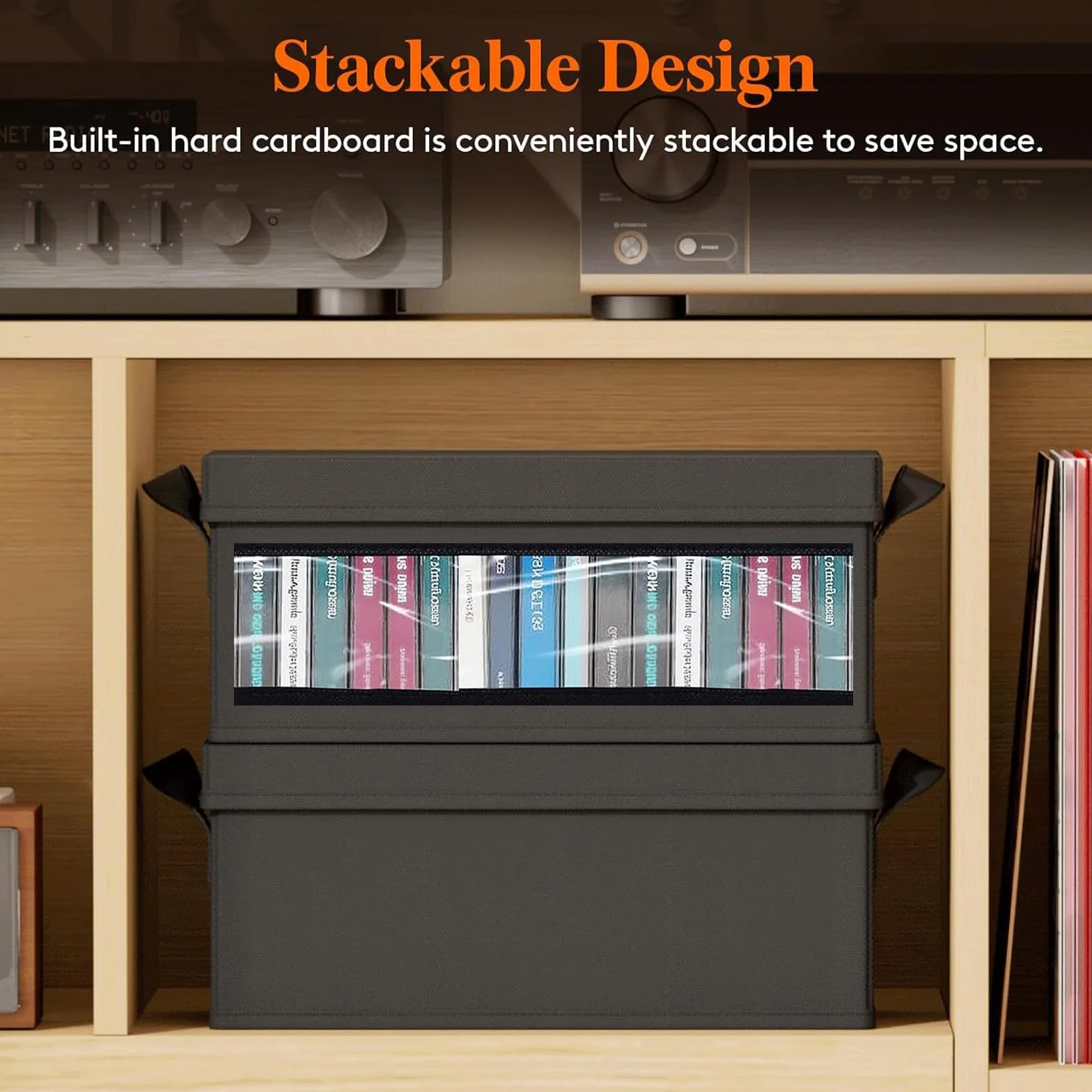 3 Piezas Cajas De Almacenamiento Para Cd Apilable,Caja Cd Tiene Capacidad Para 32 Cd,Caja Almacenamiento Con Ventana De Visualización,Adecuado Para Libros, Documentos, Juguetes,Negro