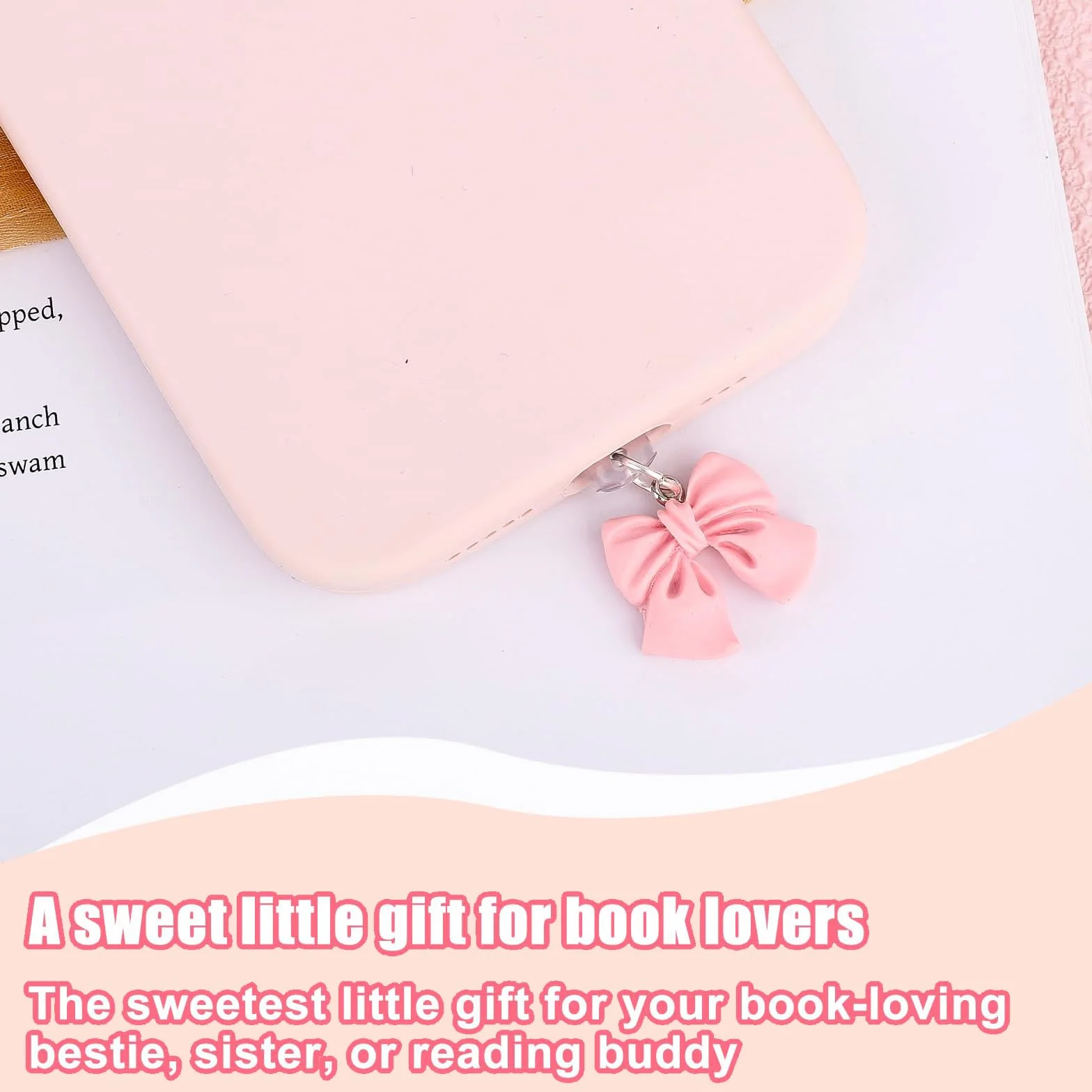 VelvetGlow 4 Piezas Charms Protector Polvo Lazo Rosa Compatible E-Reader Kindle iPad Puerto Carga Tipo C USB C