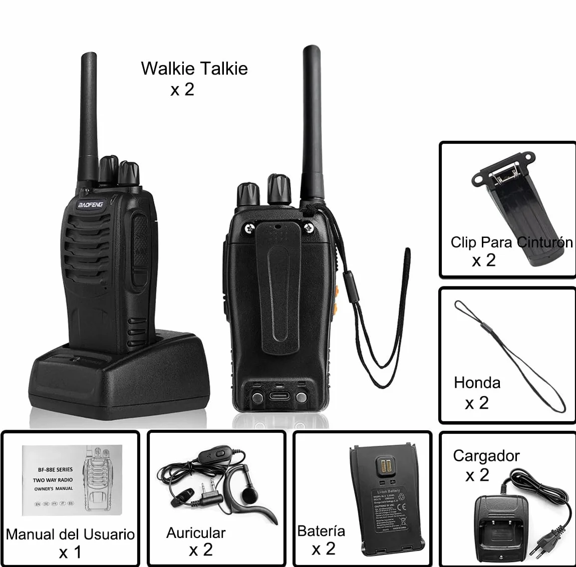 Baofeng Walkie Talkie,Walkis Profecionales,PMR446 Radiocomunicación 16 Canales 2 Piezas Walky Talky Set Recargable Larga Distancia Receptores con Auriculares y Luz LED para Actividades al Aire Libre