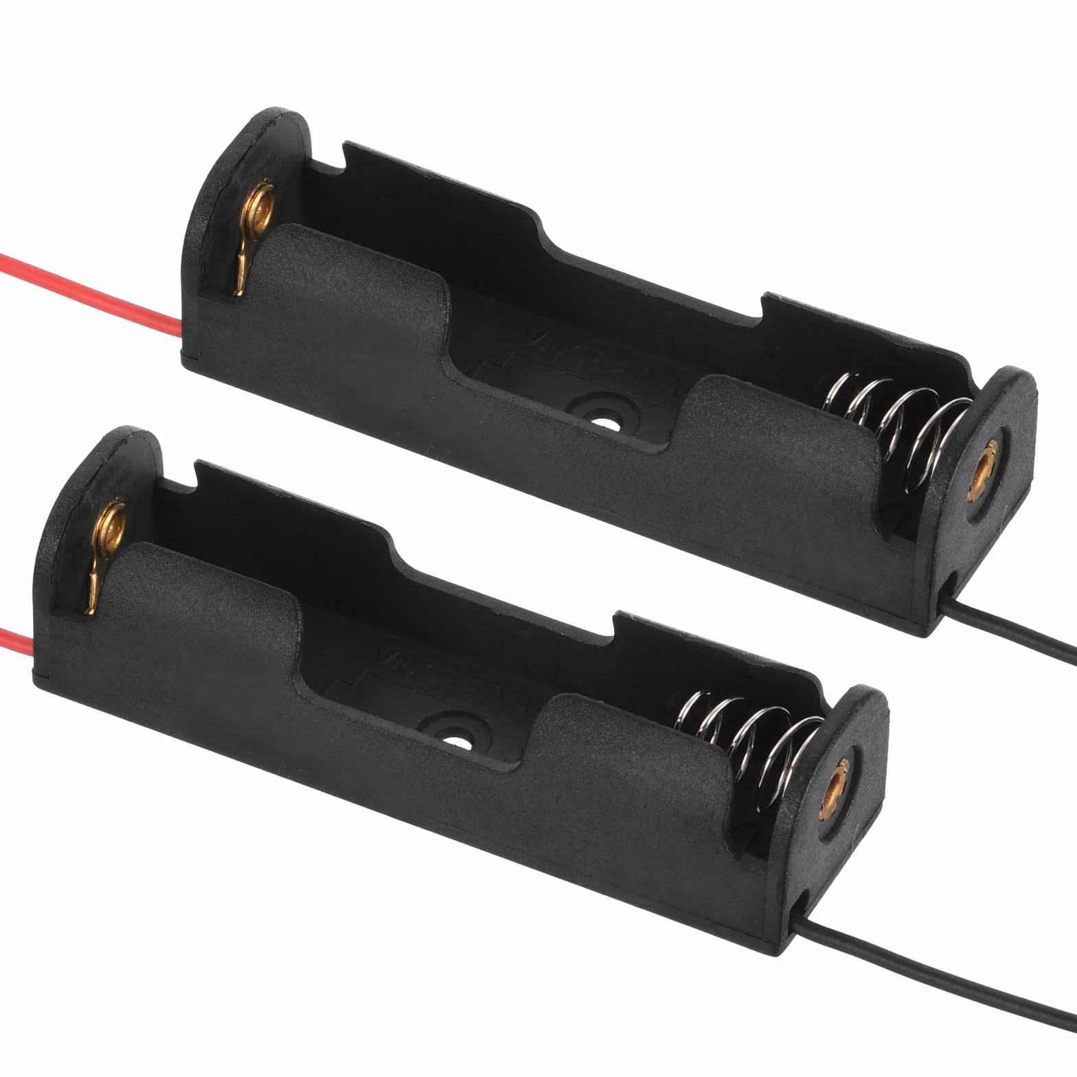 QUARKZMAN 1 x Portapilas de 1.5V Aa x 2Pcs con Resorte de 2 Cables para Proyectos Electrónicos, Color Negro