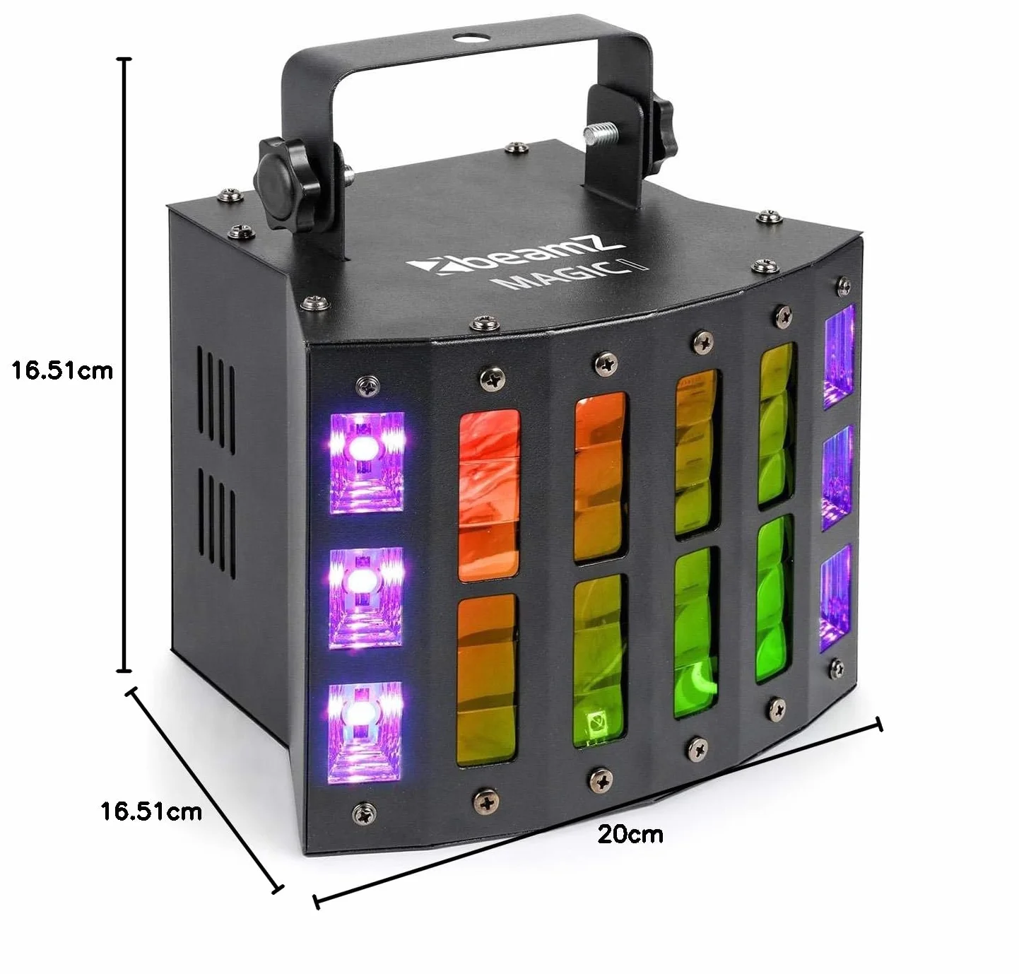 BeamZ Magic1 LED Derby, luz negra y estroboscópica en uno, efecto de discoteca con 3 efectos de luz, tecnología de iluminación, efecto de led DJ, foco de disco, lámpara de discoteca colorida