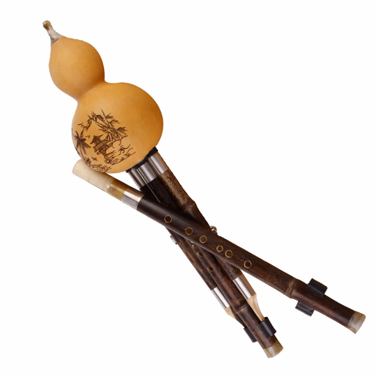 Instrumento Étnico Hulusi, Flauta De Calabaza Natural Para Estudiantes Y Principiantes, Hulusi Desmontable De Doble Afinación Hulusi Profesional (Color : G and F key)