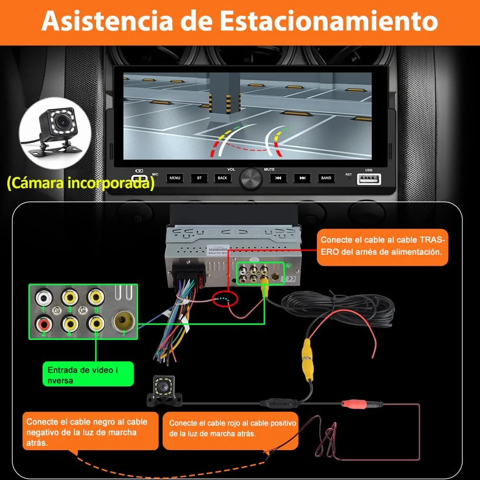 AWESAFE 6.86 Pulgadas 1 DIN Radio Coche Universal con Pantalla Táctil, con CarPlay/AndroidAuto/Admite Carga Type-C/USB/Micrófono/FM/EQ/WiFi/GPS/Bluetooth/USB/SWC y Cámara Trasera