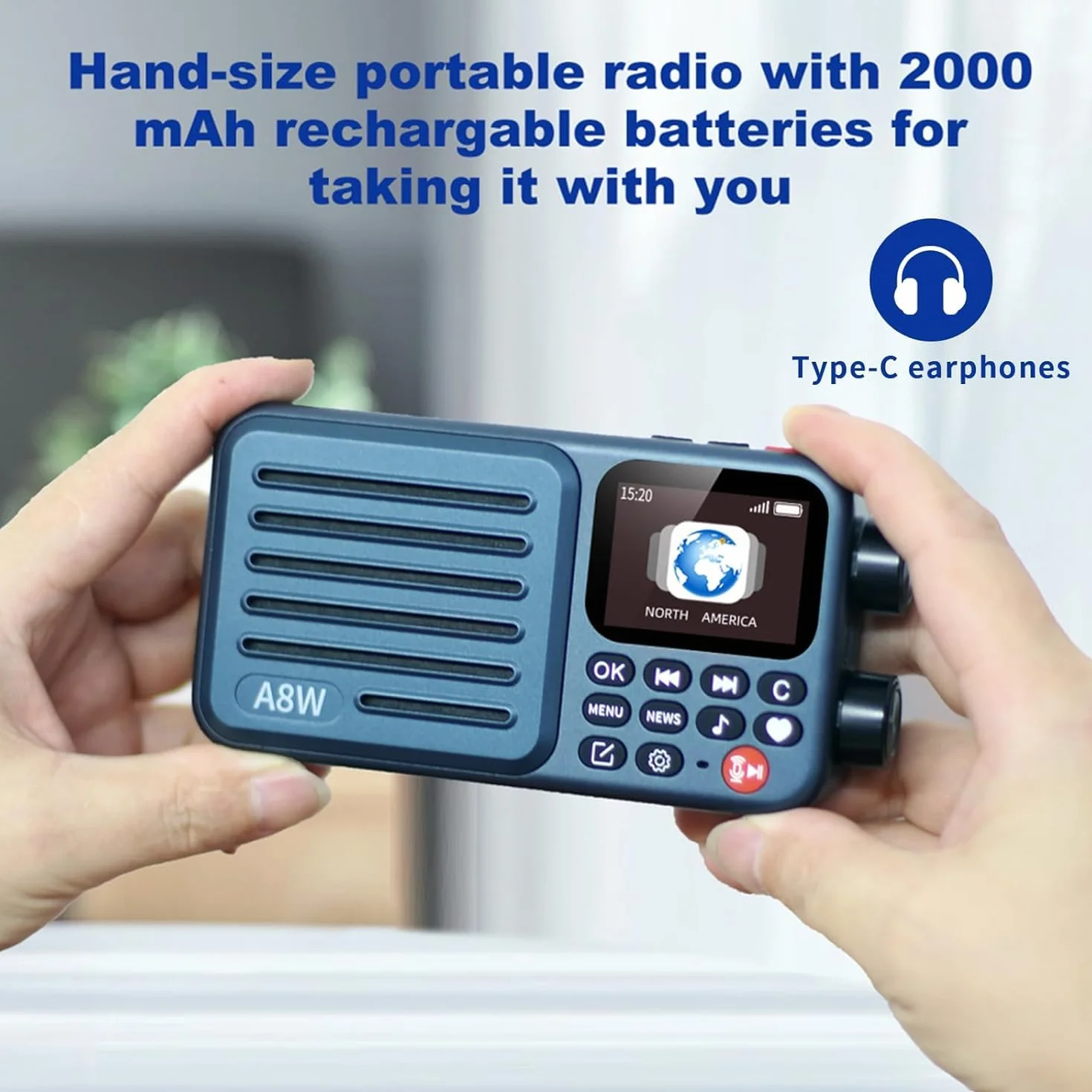 Choyong Receptor de radio portátil de Internet inteligente A8W, altavoz de radio WiFi 4G con FM, tarjeta micro SD, todas las radios del mundo, para el hogar con WiFi, radio digital, Choyoung