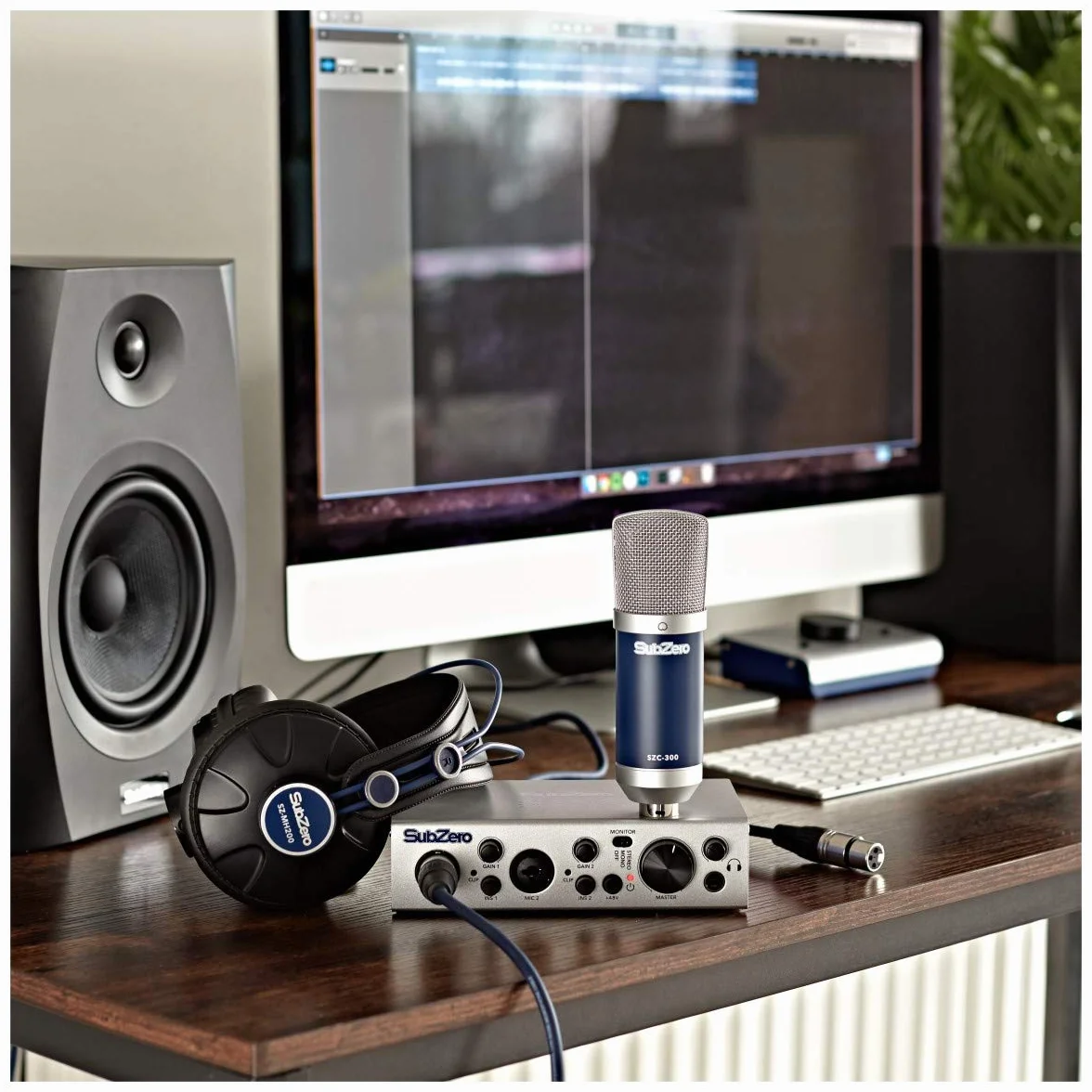 SubZero Home Studio Paquete De Grabacion Interfaz de audio USB con micrófono para PC y Mac