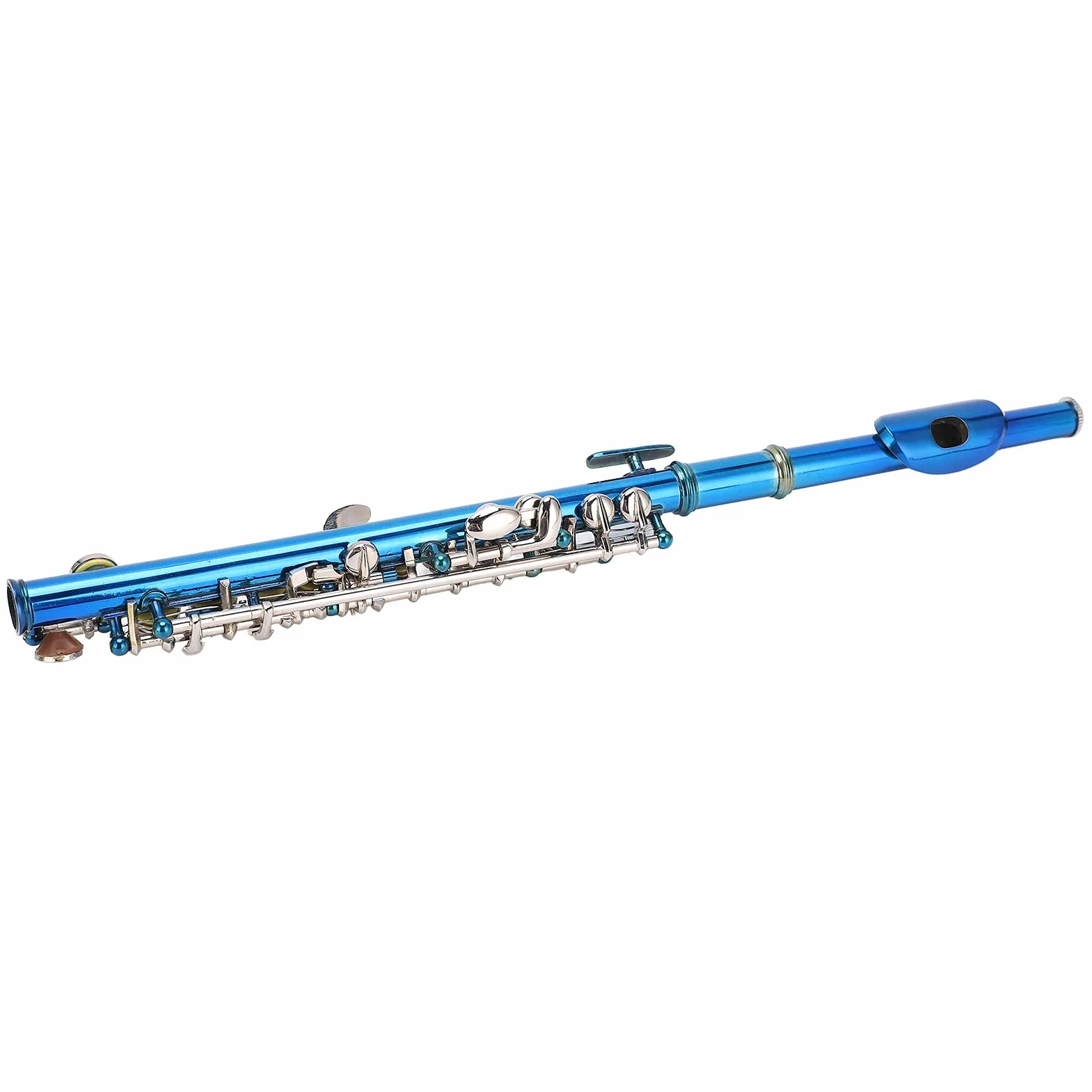 Flauta Piccolo Cupronicke, Flauta Piccolo Cupronickel Azul + Llave E Francesa 6 Agujeros para Principiantes