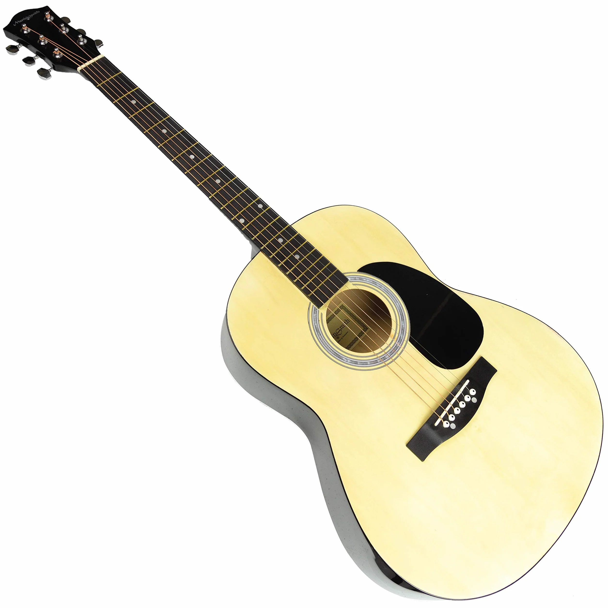 Martin Smith Kit de Guitarra Acústica Tamaño Completo para Principiantes, Natural, 6 Cuerdas de Acero con Soporte, Afinador, Funda, Correa, Púas y Clases