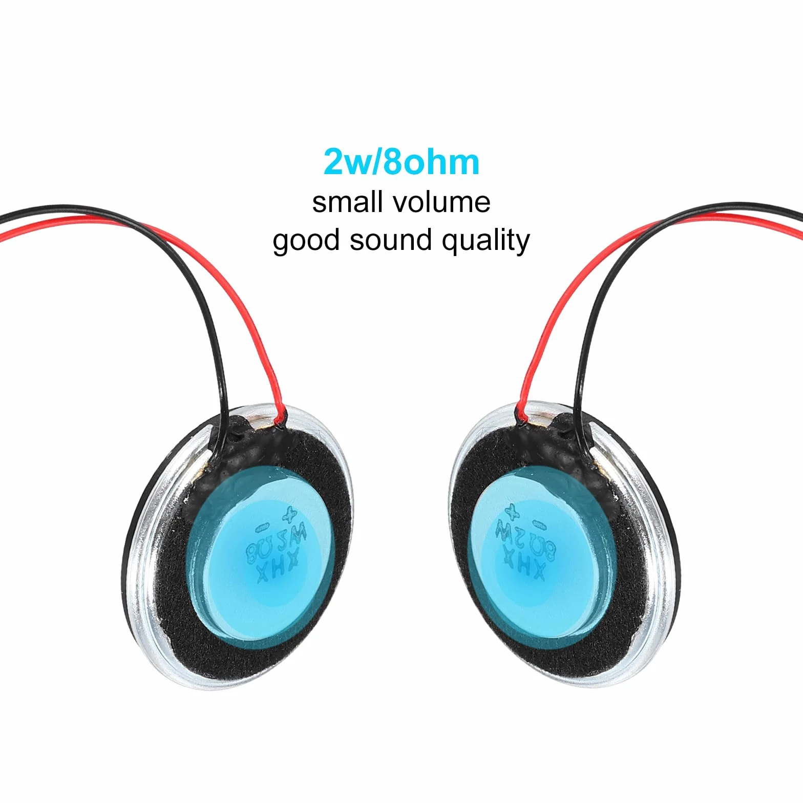QUARKZMAN 2 unidades de 2 W 8 ohmios altavoces pequeños carcasa de metal altavoz magnético interno redondo con cable terminal de 60 mm para altavoces Mini DVD EVD multimedia móvil portátil