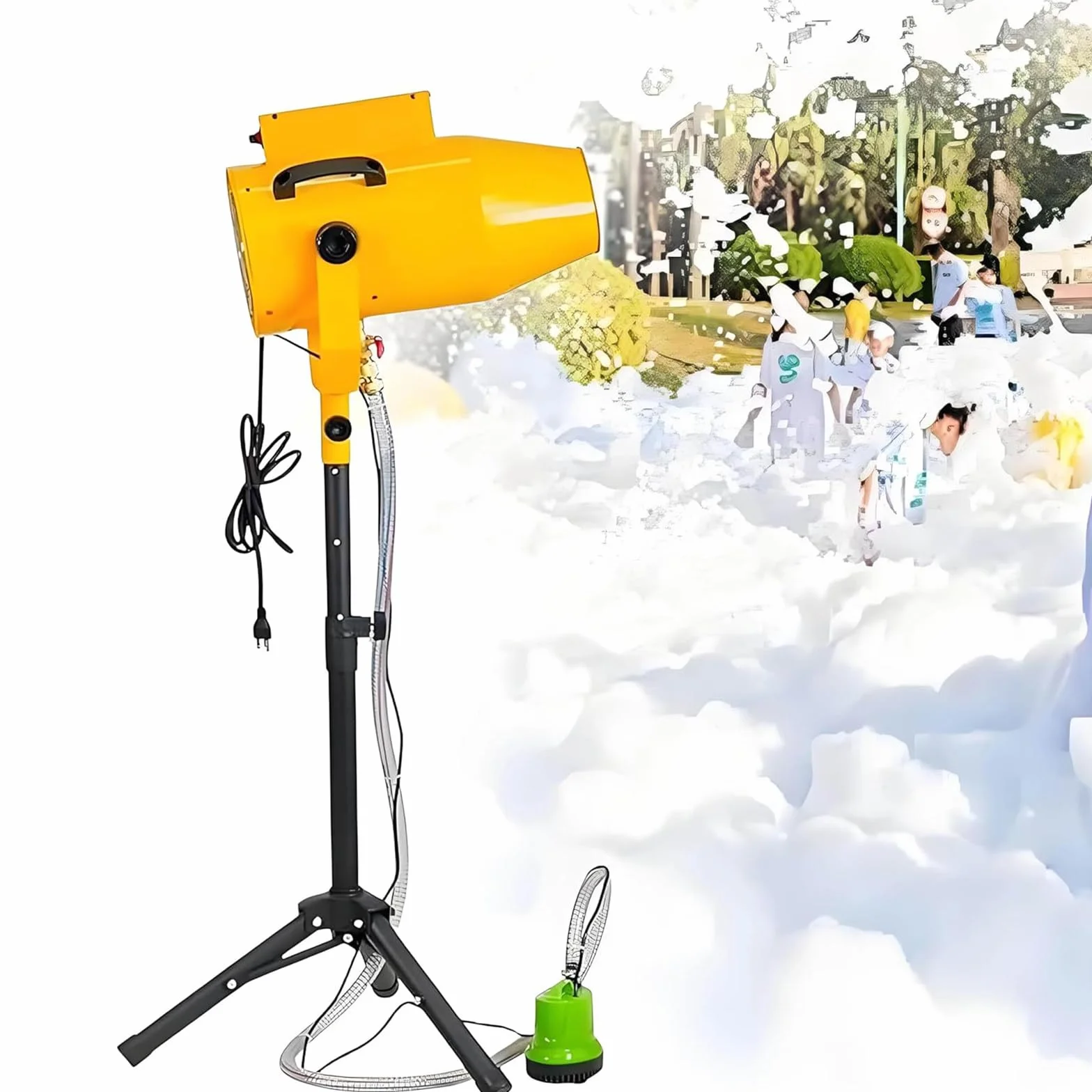 CañóN De Espuma para Fiesta,Cañón De Espuma De Alta Potencia 1000 W,Máquina de Espuma con Chorro de Efecto,Producción De Espuma 20 M³/Min,para Fiesta Discoteca Navidad,Yellow