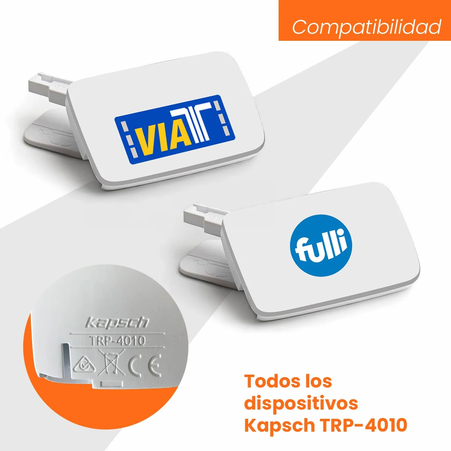 Soporte para Peaje de Autopista Compatible con Via-T, Fulli Kapsch TRP-4010, 1 Pieza, Blanco