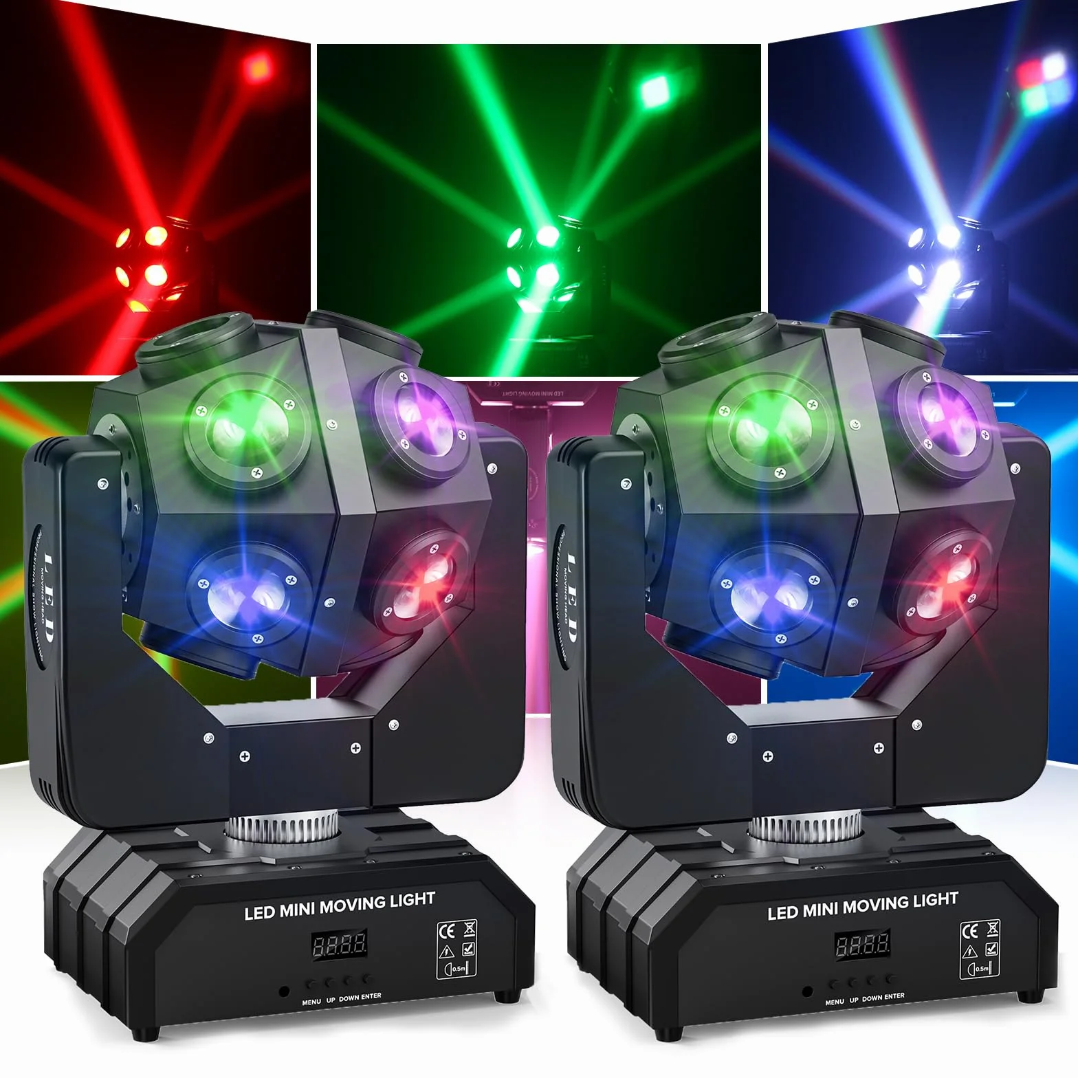 150W Cabeza Móvil RGBW 4 en 1 Luz de Foco Móvi 360° - Drehung DJ Luces DMX512 Led Strahler con tono de activación para iluminación de escenario Fiesta Disco Club Boda Beweglich Kopf Luces - 2 piezas