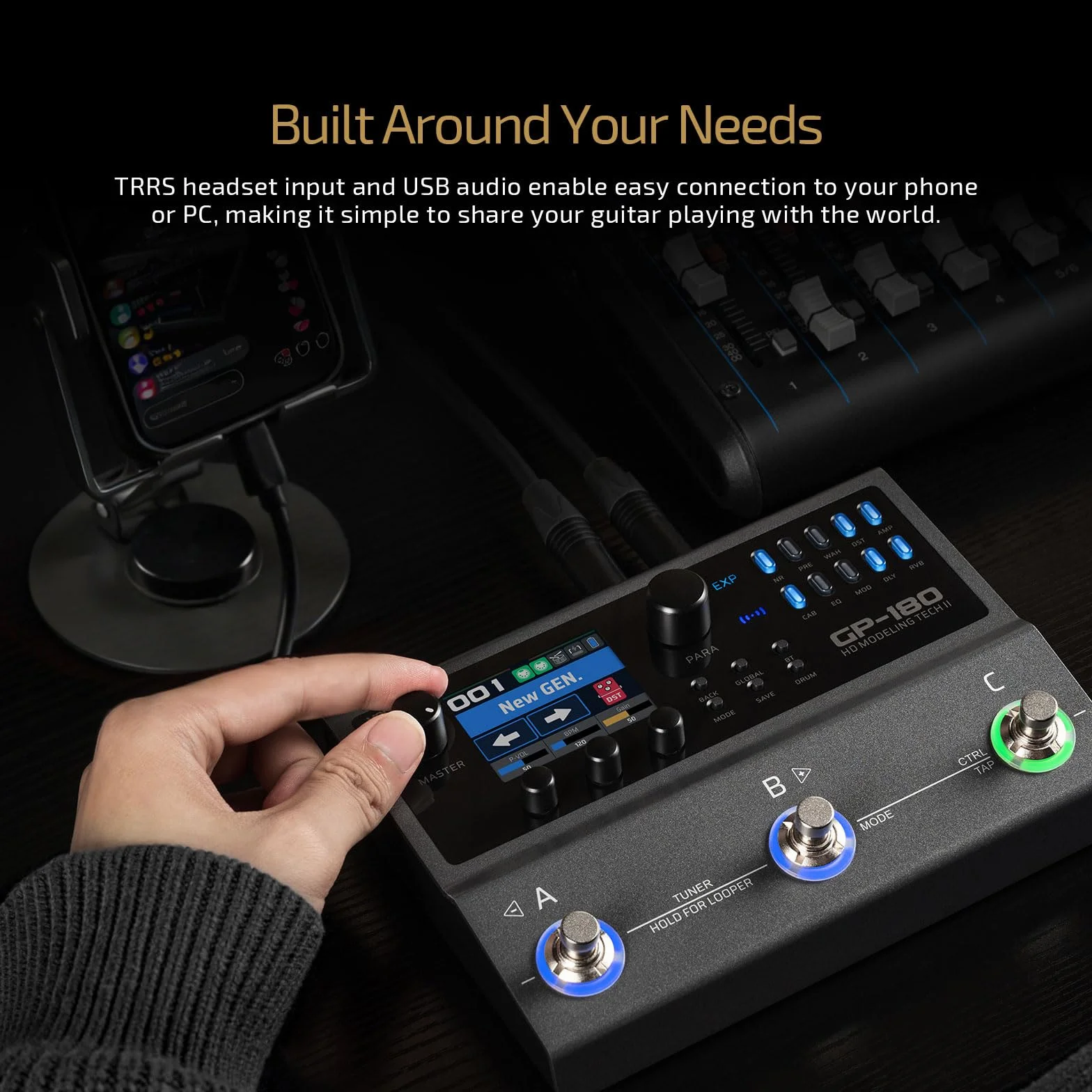 VALETON Procesador multiefectos para guitarracon modelado HD, 200+ efectos, soporte IR y NAM, looper, caja de ritmos, interfaz de audio USB GP-180