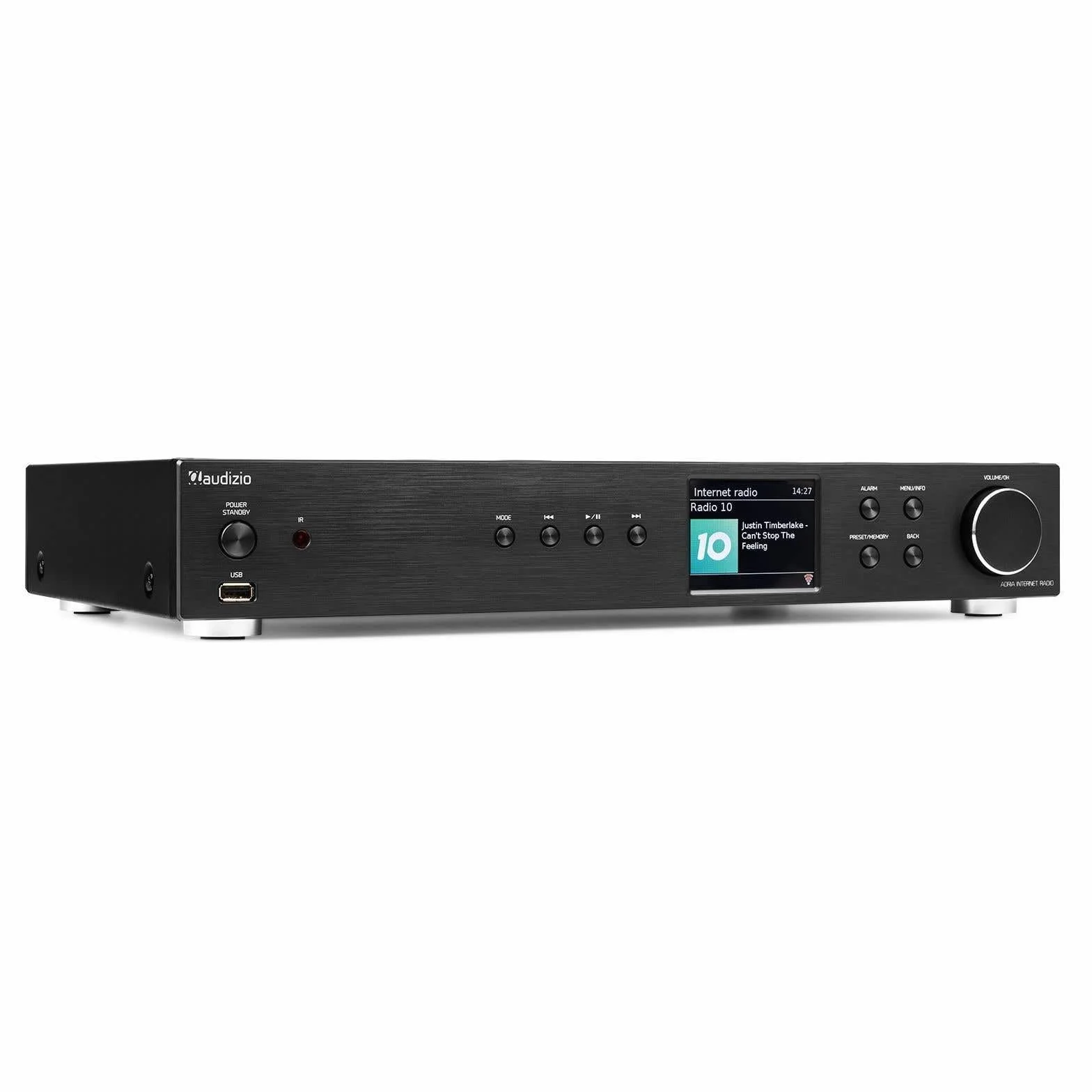 Audizio Adria - Sintonizador de Radio Dab+, FM e Internet con Bluetooth 5.0, Spotify Connect, USB mp3, Pantalla a Color 3,2", WiFi, Mando a Distancia y Salidas RCA, óptica y coaxial, Color Negro