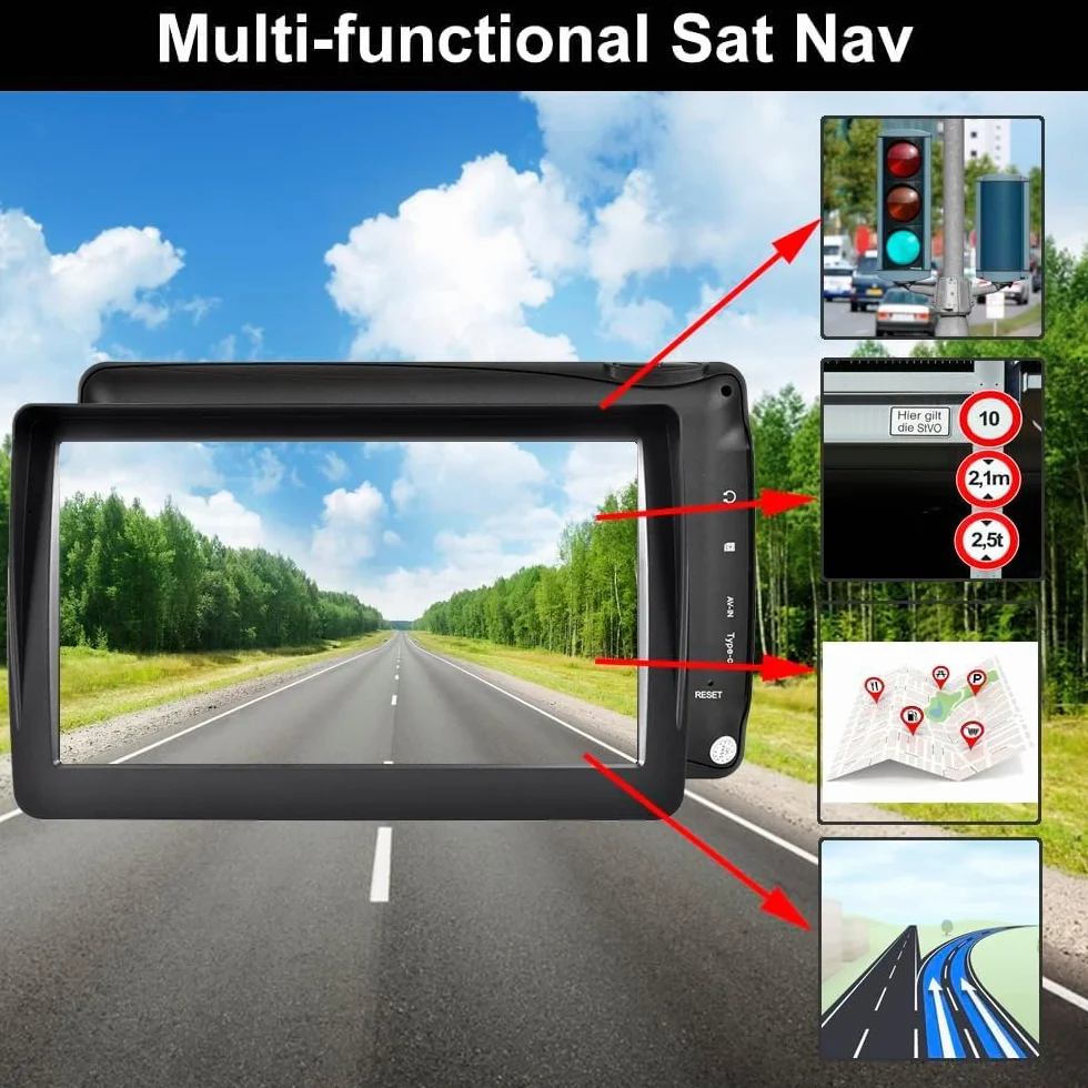 Navegador GPS 7 Pulgadas para Coche 2025 – Mapas Europa, Alertas Velocidad, Guía Voz