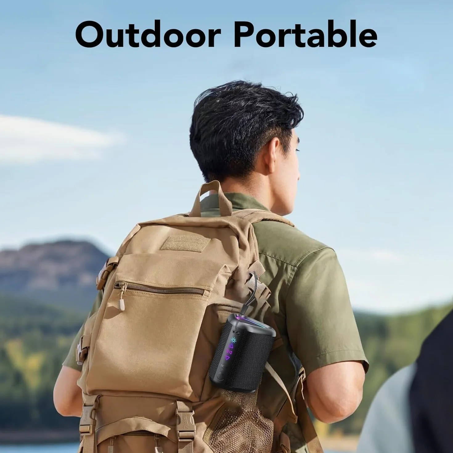 Altavoz Bluetooth Portátil Potente Inalámbrico con Luz LED, Bluetooth 5.4, 24 Horas, Graves Mejorados, 360° Sonido Estéreo, Impermeable IPX7, Speaker de Exterior para Viajes/Deportes/Fiestas/Ciclismo