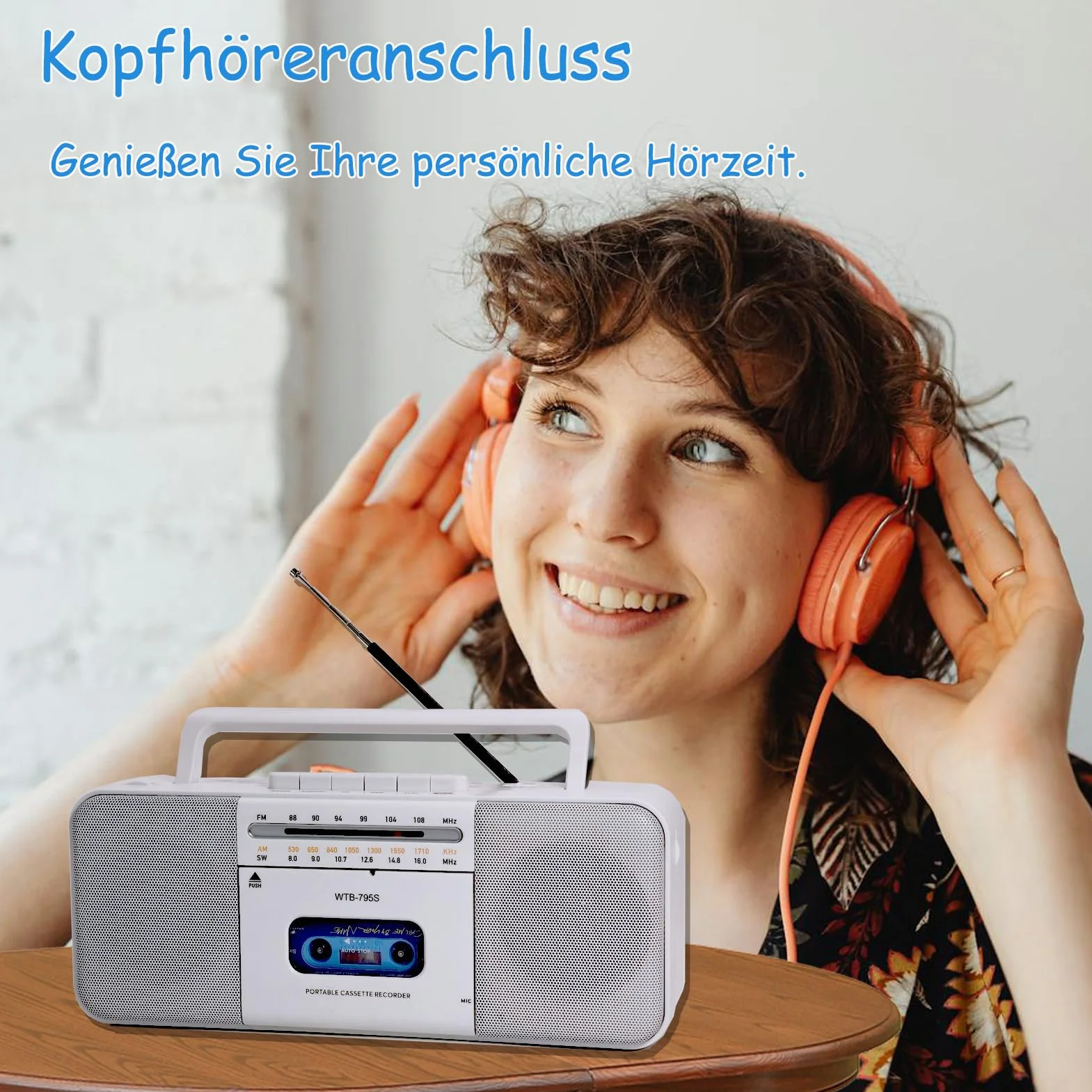 Reproductor y Grabadora de Cassette Multifunción - Bluetooth, Radio Am/FM/SW, Conversor a MP3, Altavoz 10W Portátil (Blanco)