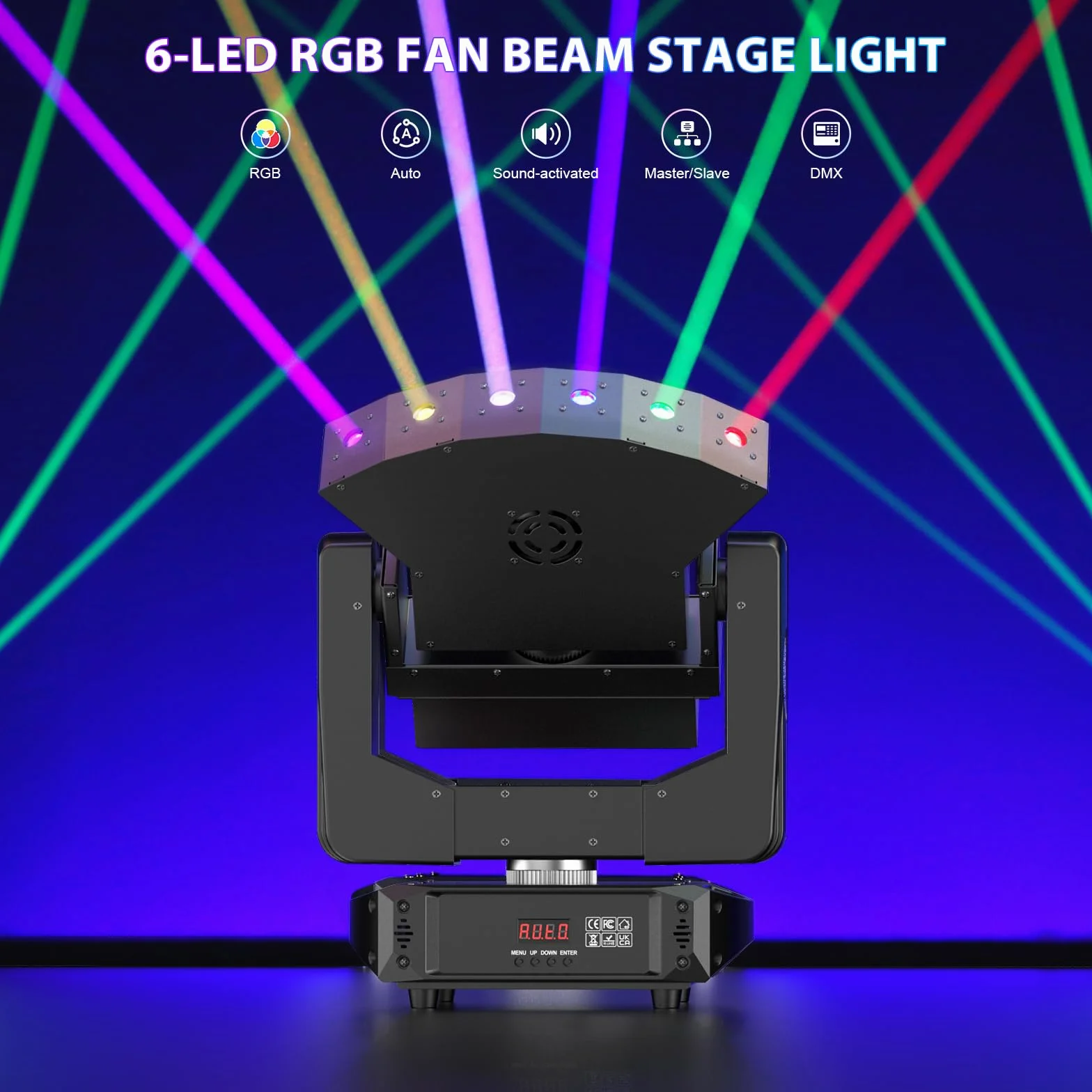 6-RGB Cabeza Móvil LED Beam Luz Discoteca DMX512 Iluminación de Escenario Focos de Efecto para Fiesta DJ Clubes Navidad