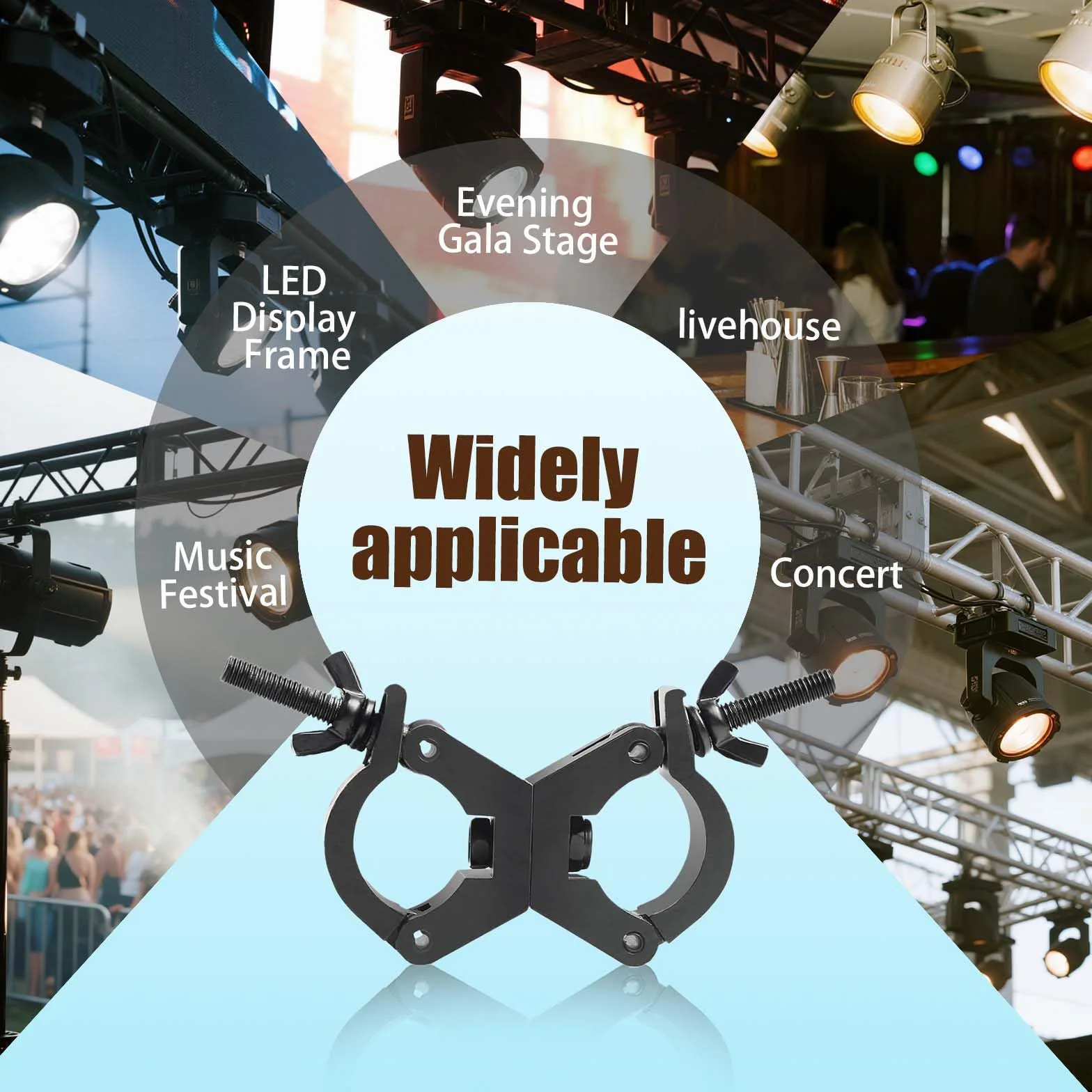 4Pack Garras para Truss Clamp Doble Abrazadera Giratoria Luz Escenario, Gancho para Truss 29-35mm Garras Luces Lighting Hook Clamps, Carga 80kg Andamiaje Soporte Luz Enganche Colgar para Cabeza Movil