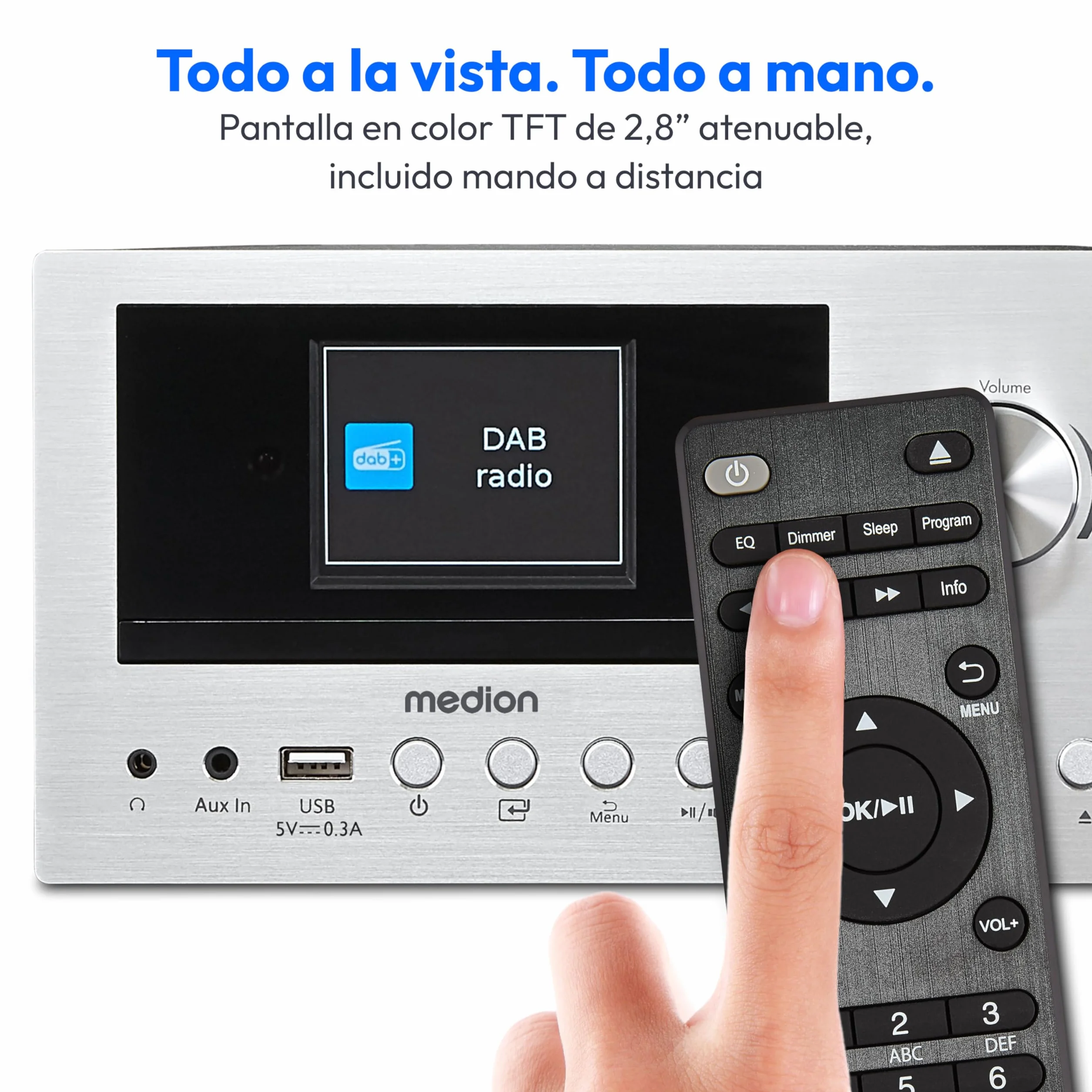 MEDION P85003 Micro Audio System Compacto (Microcadena, Radio por Internet, Dab+, Radio FM con PLL, Bluetooth, conexión USB, AUX, 2x150 W)