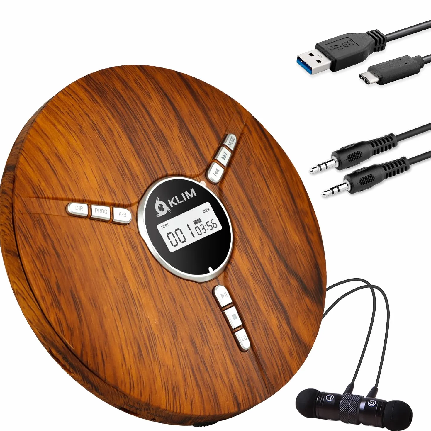 KLIM Discman Reproductor CD Portátil con Batería Interna - CD Player Mini Compacto Personal Compatible CD-R CD-RW MP3