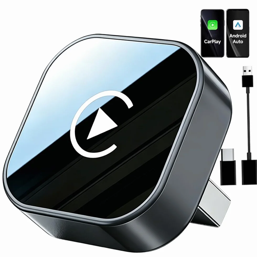 Adaptador CarPlay Inalámbrico 2 en 1 Bluetooth para Coches iPhone iOS 10+ Android 11+