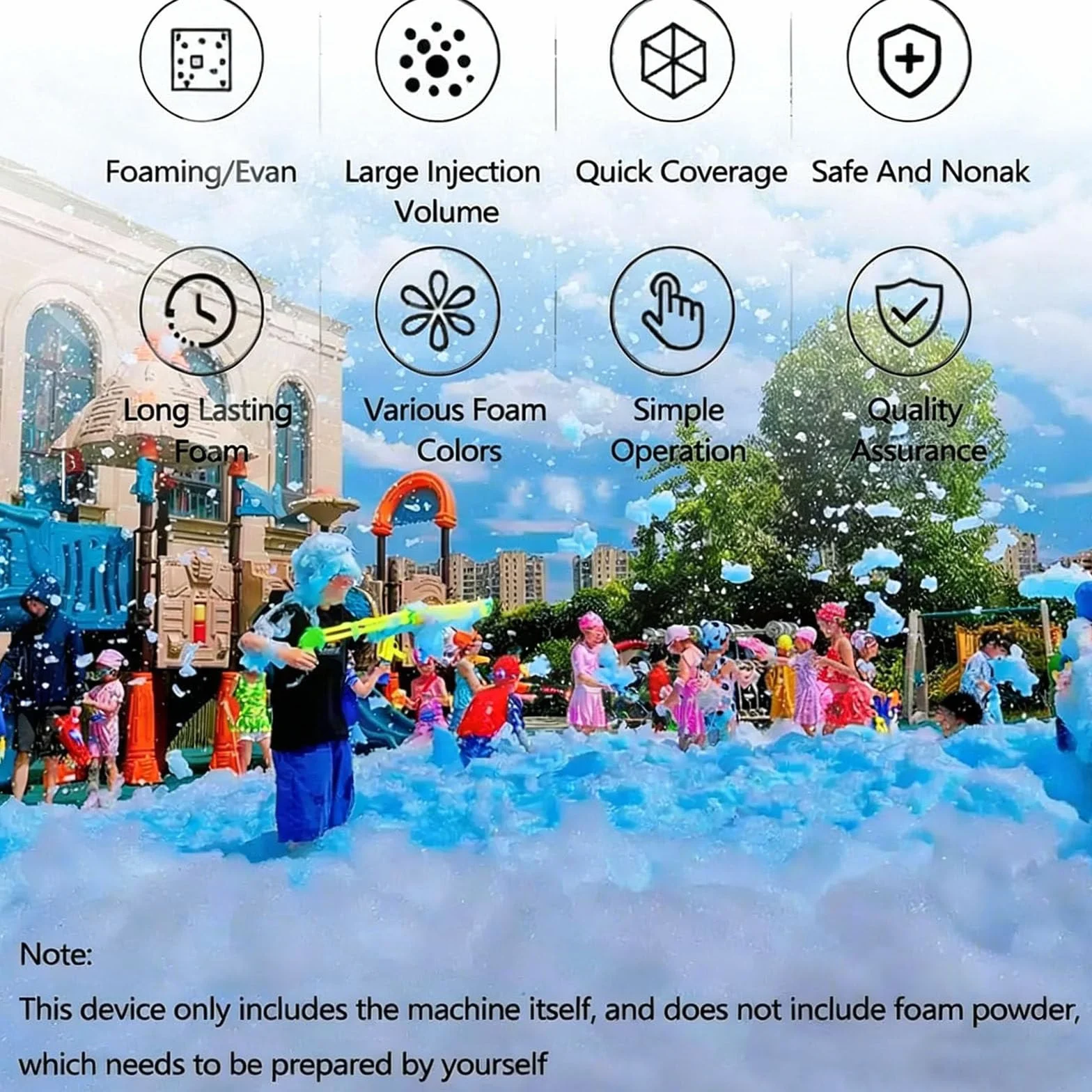 Máquina De Espuma con Efecto De Escenario, Cañón De Espuma para Fiestas con Trípode, ángulo Ajustable, Alcance De 6 a 10 M/área De 80 M², para Fiestas Al Aire Libre Y Eventos En Piscinas