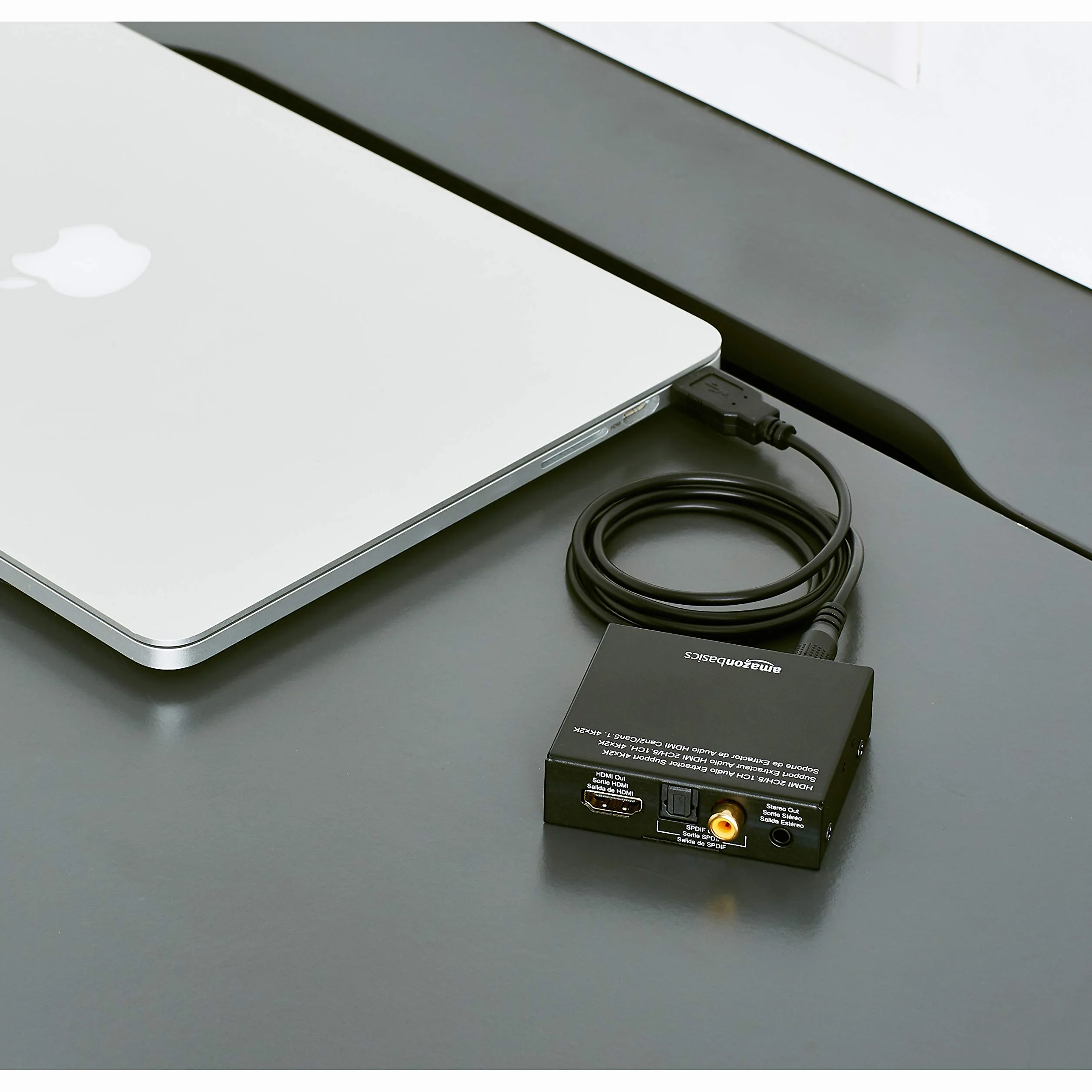 Amazon Basics Convertidor extractor 4K a 30Hz, HDMI a HDMI y audio (RCA estéreo o Spdif), negro