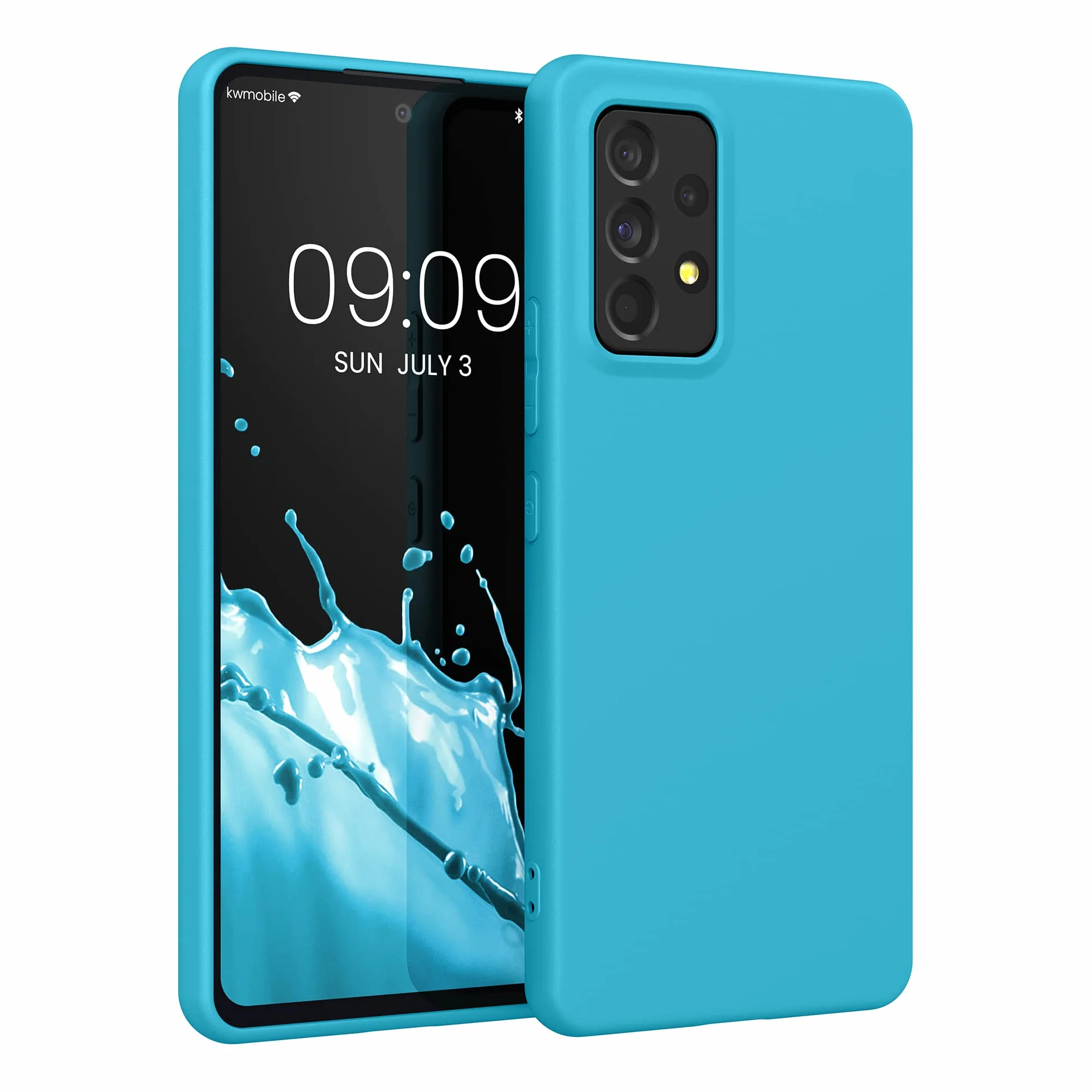kwmobile Funda Samsung Galaxy A53 5G Carcasa TPU Silicona Ultrafina Bordes elevados Glaciar Cool