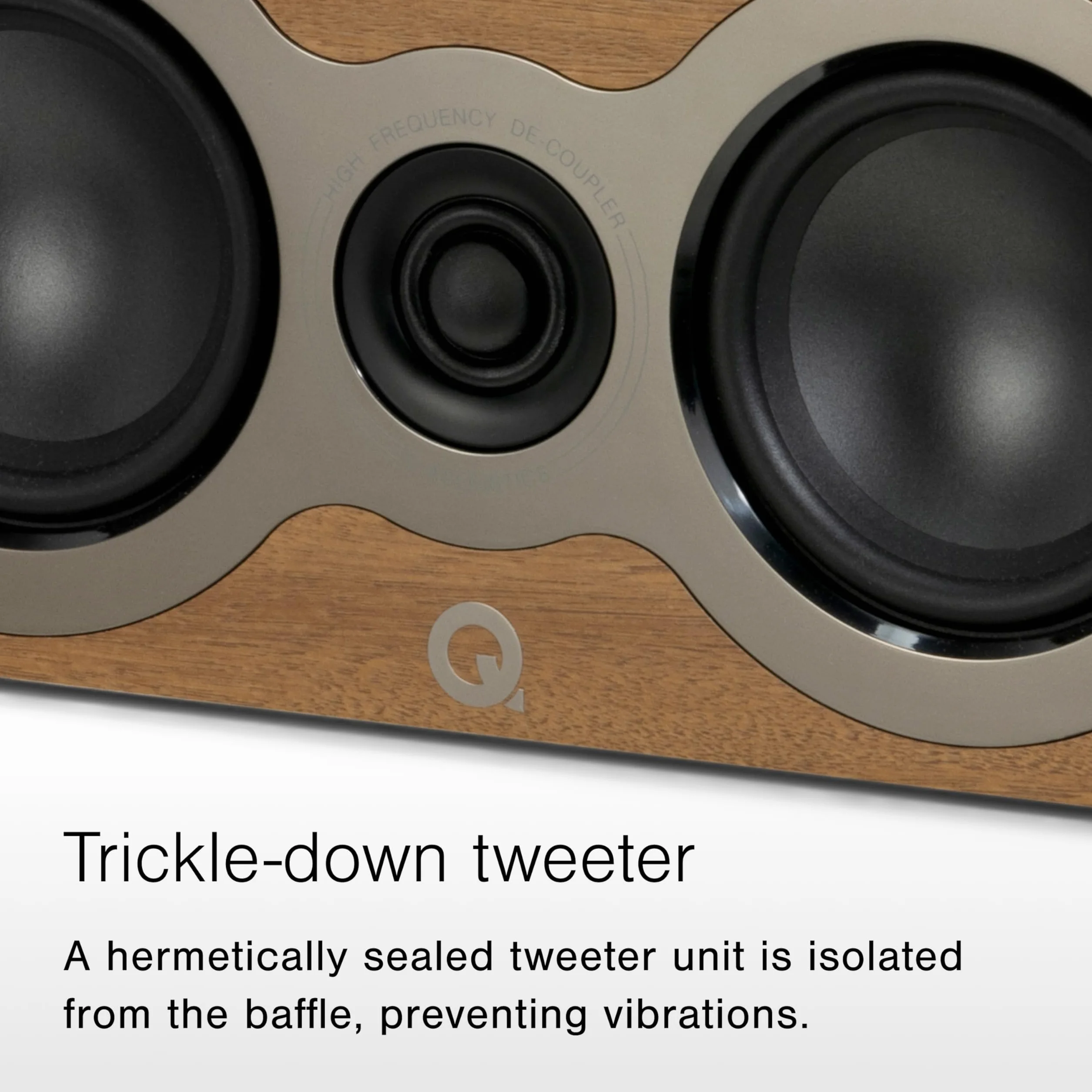 Q ACOUSTICS Altavoz central 3090c Claro Walnut- Tipo de carcasa réflex de 2 vías, controlador de graves 2 x 4