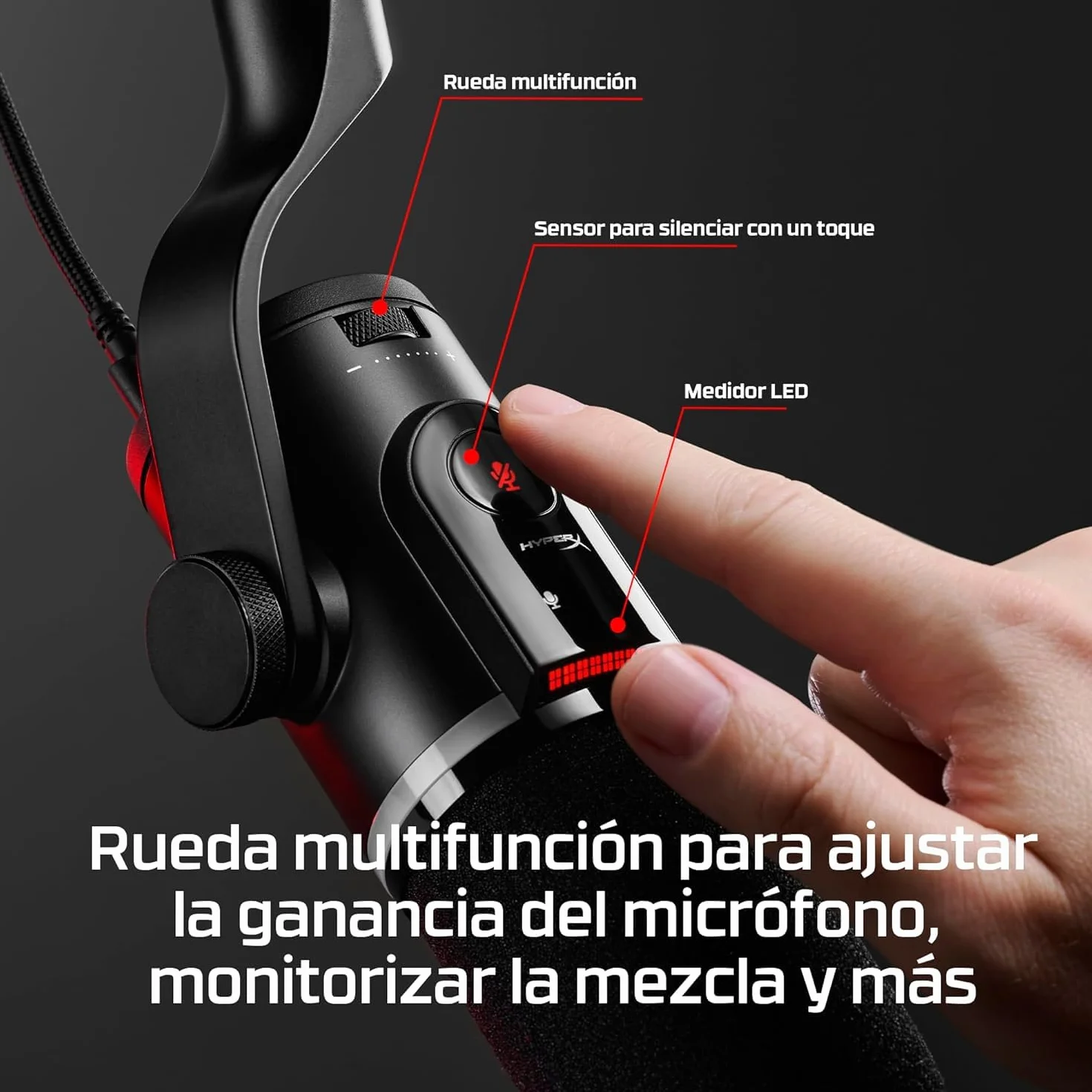 HyperX Flipcast - Micrófono dinámico cardioide para Streaming, podcasts y grabación Vocal, USB-C, XLR, metálico, Negro