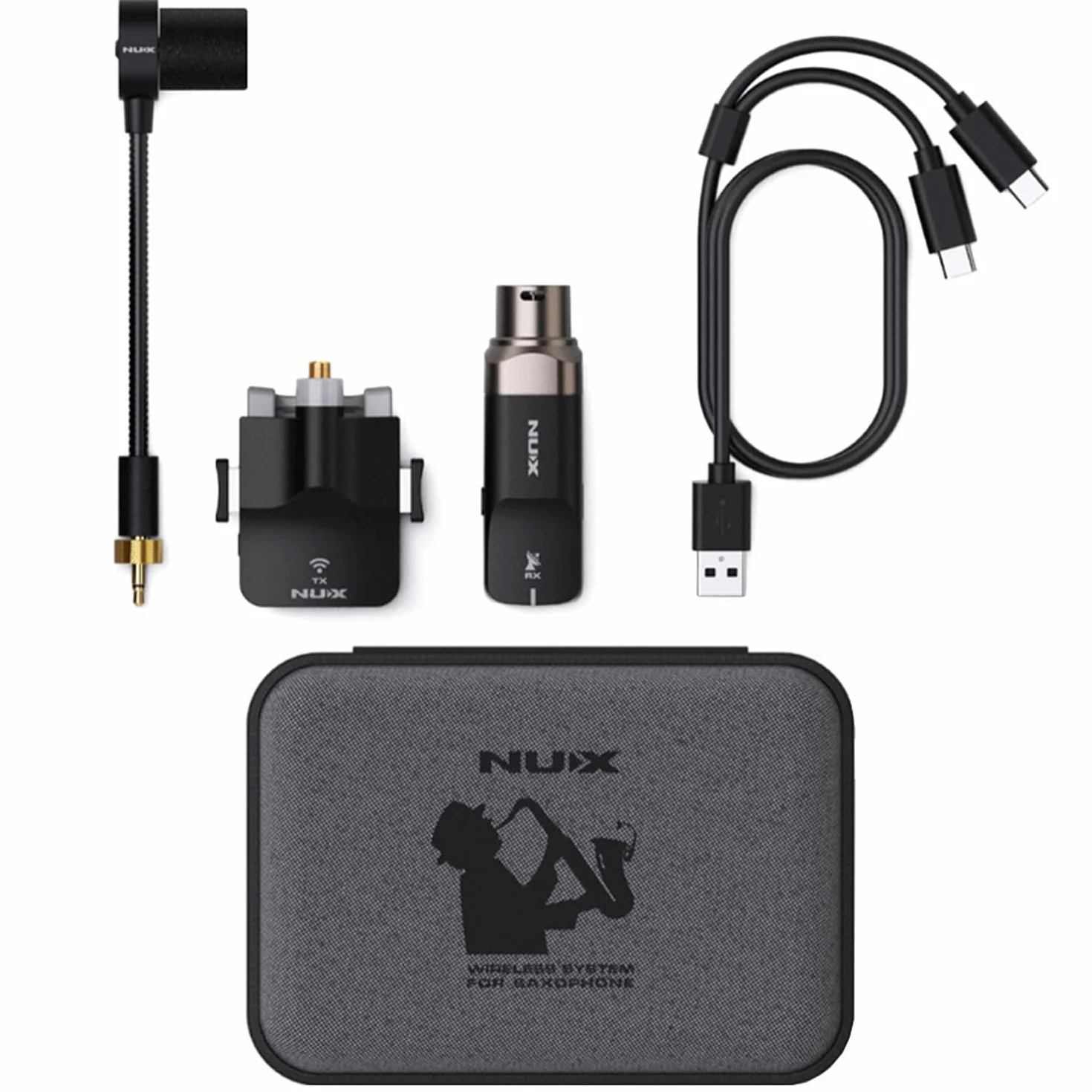 Nux B6 - Sistema de micrófono inalámbrico para saxofón (incluye gamuza limpiadora)