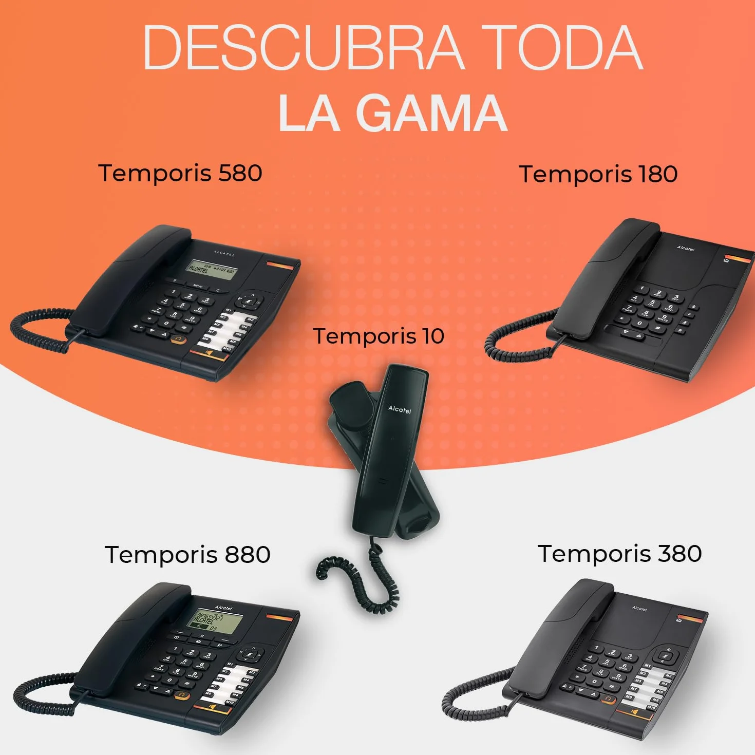 Alcatel Temporis 180 Pro 2 Piezas Teléfono Manos Libres Negro