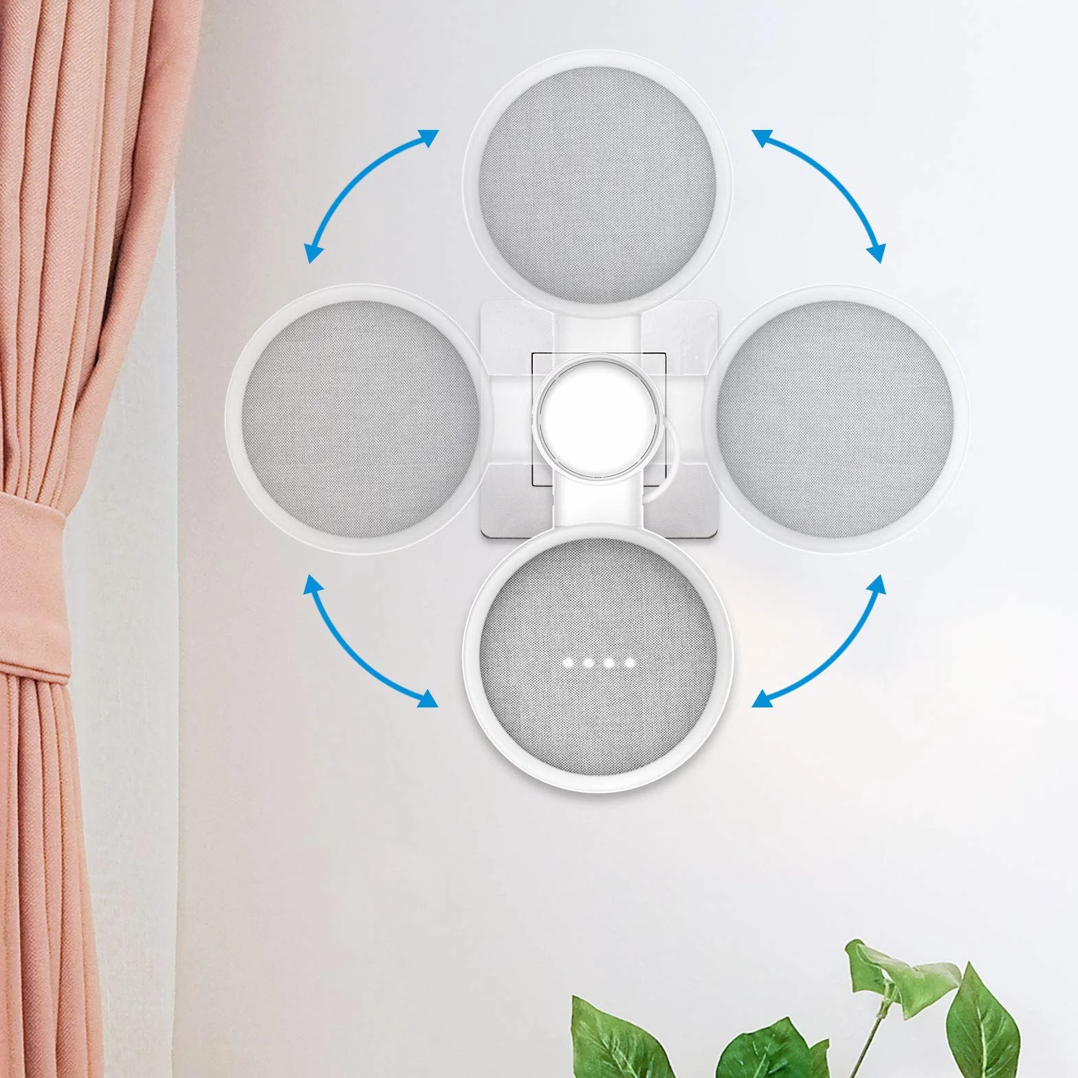 PlusAcc Soporte Montaje en Pared para Nest Mini / Google Home Mini, Enchufe, Blanco