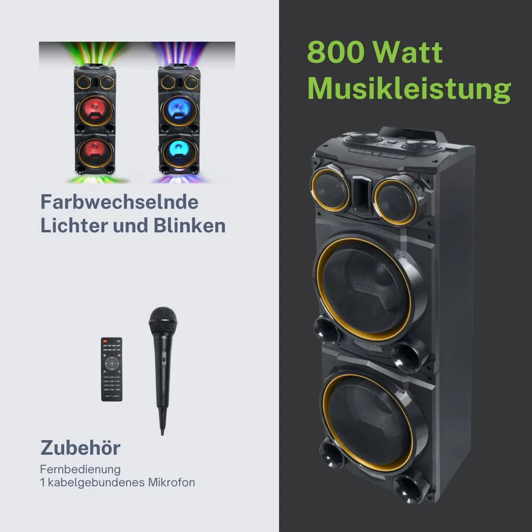 Altavoz Maleta Muse M-1988 DJ Party Box 800W Negro