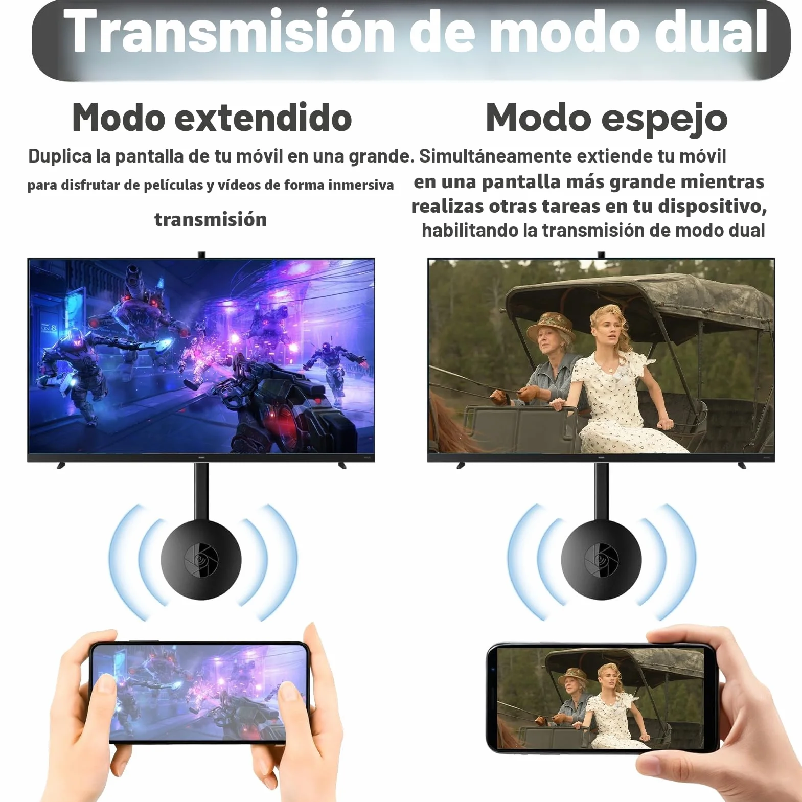 Bezprzewodowy adapter HDMI 1080P Bluetooth Stick do Chromecast/Miracast/Airplay/iOS/Android/Mac/Windows/PC TV