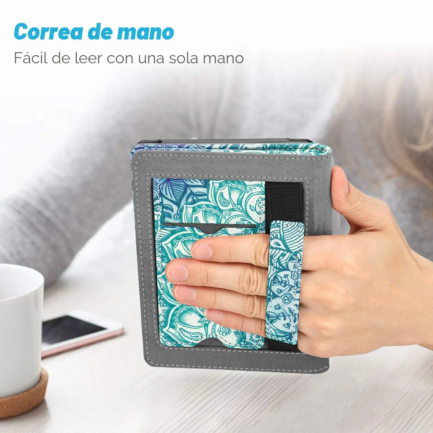 FINTIE Funda Vertical Kobo Clara HD Carcasa Cuero Sintético Bolsillo Tarjeta Correa Mano Soporte Auto-Reposo Activación Esmeralda