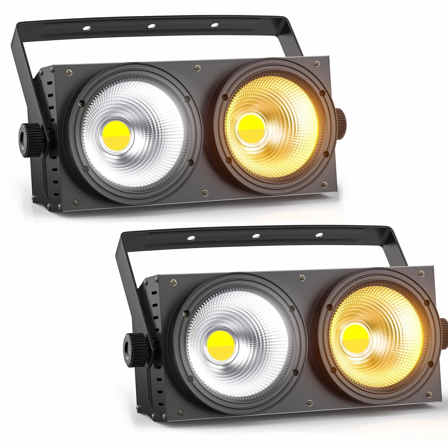 2PCS 200W COB Foco Escenario, Cegadoras LED COB Par Blanco Frío/Cálido Efecto con Activación por Sonido, Foco Par Teatro para Iglesia Discoteca Boda Iluminación de Audiencia Halloween Navidad
