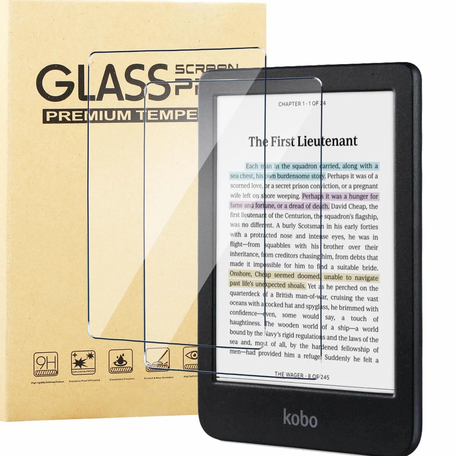Protector de Pantalla Kobo Clara Colour/Clara BW, 2 Pack Cristal Templado HD